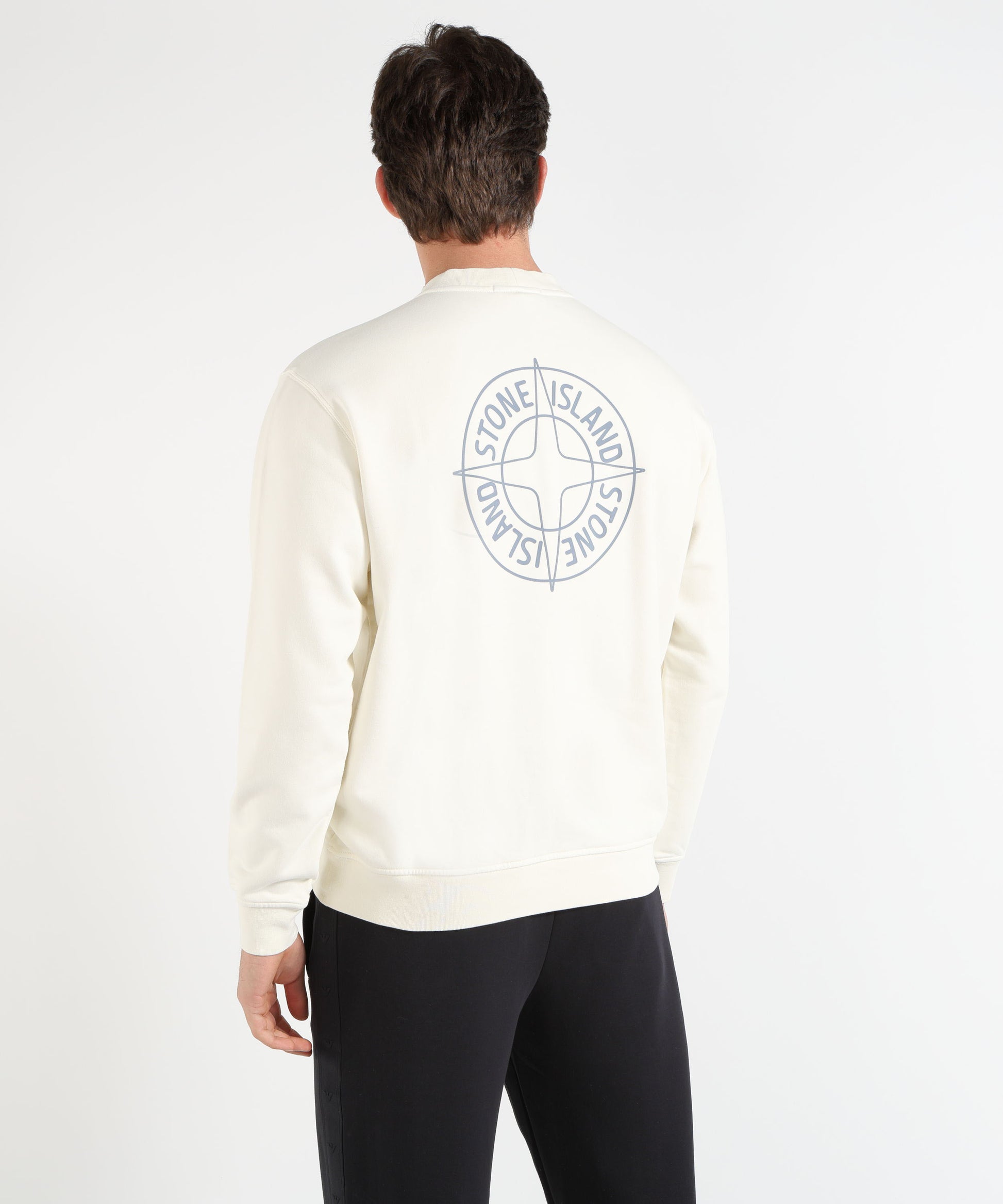 Felpe STONE ISLAND COTTON FLEECE - Felpa girocollo oversize con stampa ‘Outline Compass’ Avorio | STONE ISLAND