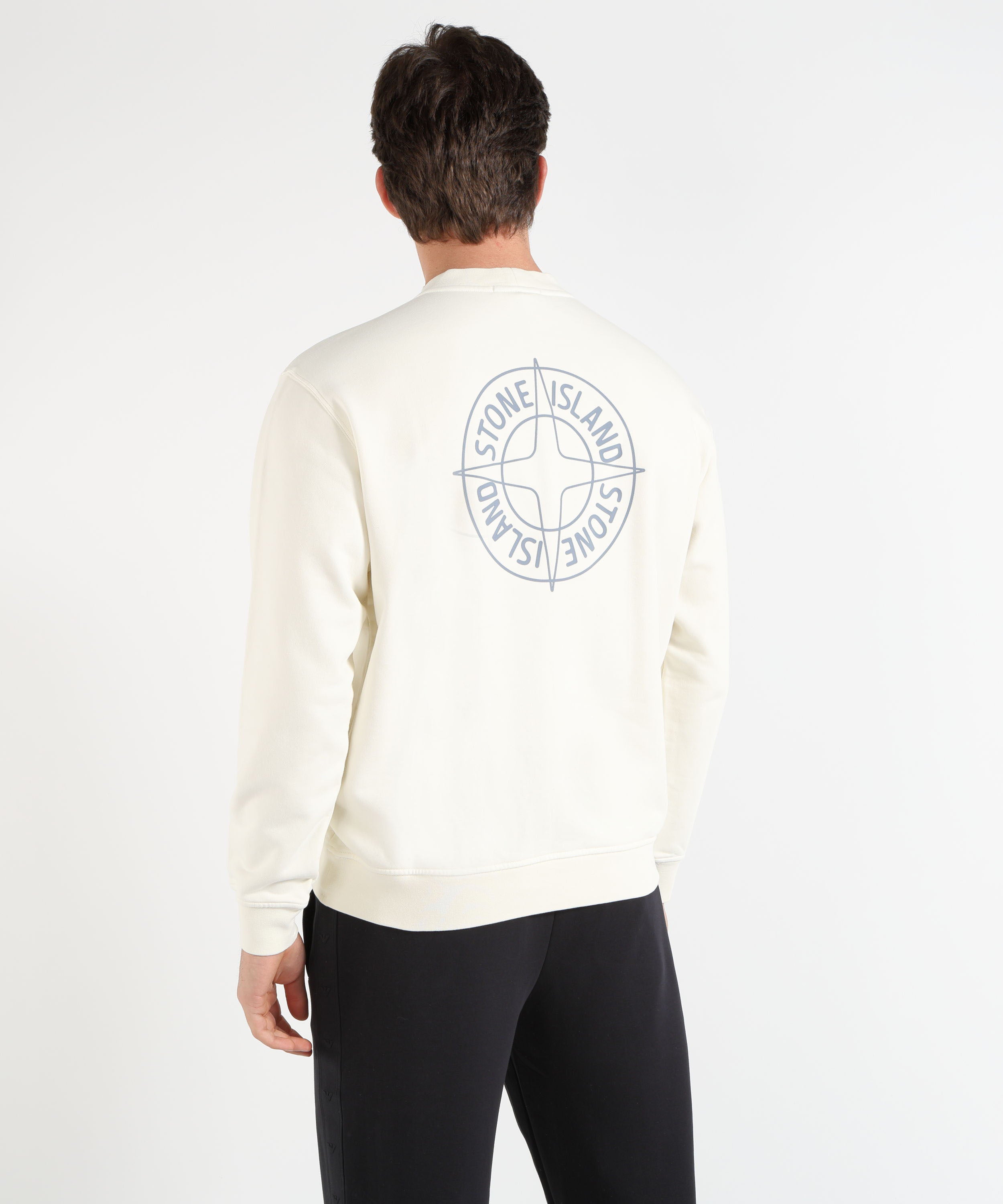 Felpe STONE ISLAND COTTON FLEECE - Felpa girocollo oversize con stampa ‘Outline Compass’ Avorio | STONE ISLAND