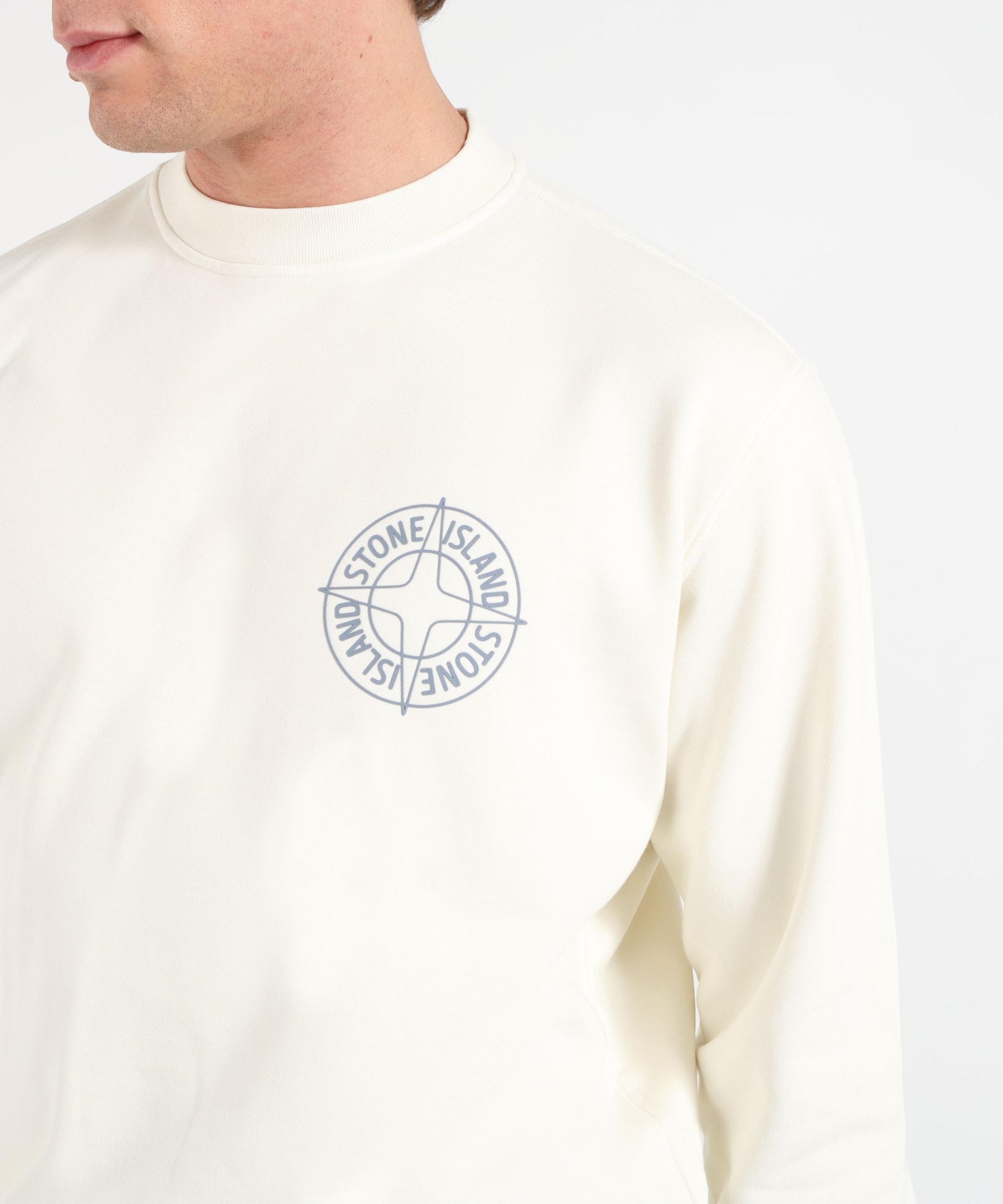 STONE ISLAND COTTON FLEECE - Felpa girocollo oversize con stampa ‘Outline Compass’