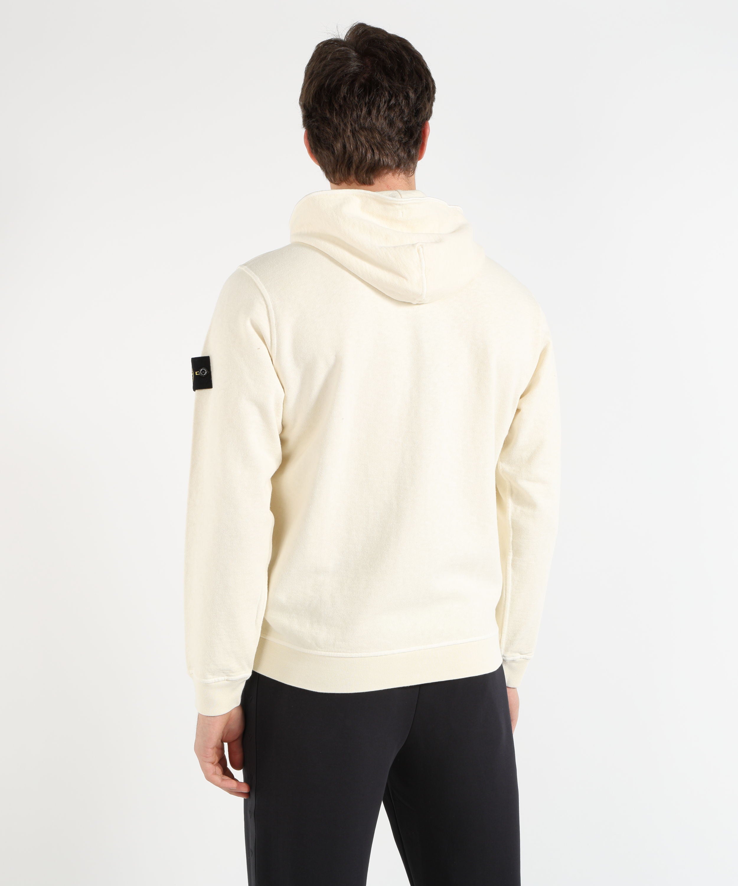 Felpe STONE ISLAND MALFILÉ FLEECE 'OLD' EFFECT - Felpa vestibilità regular con cappuccio, zip e tasche Avorio | STONE ISLAND