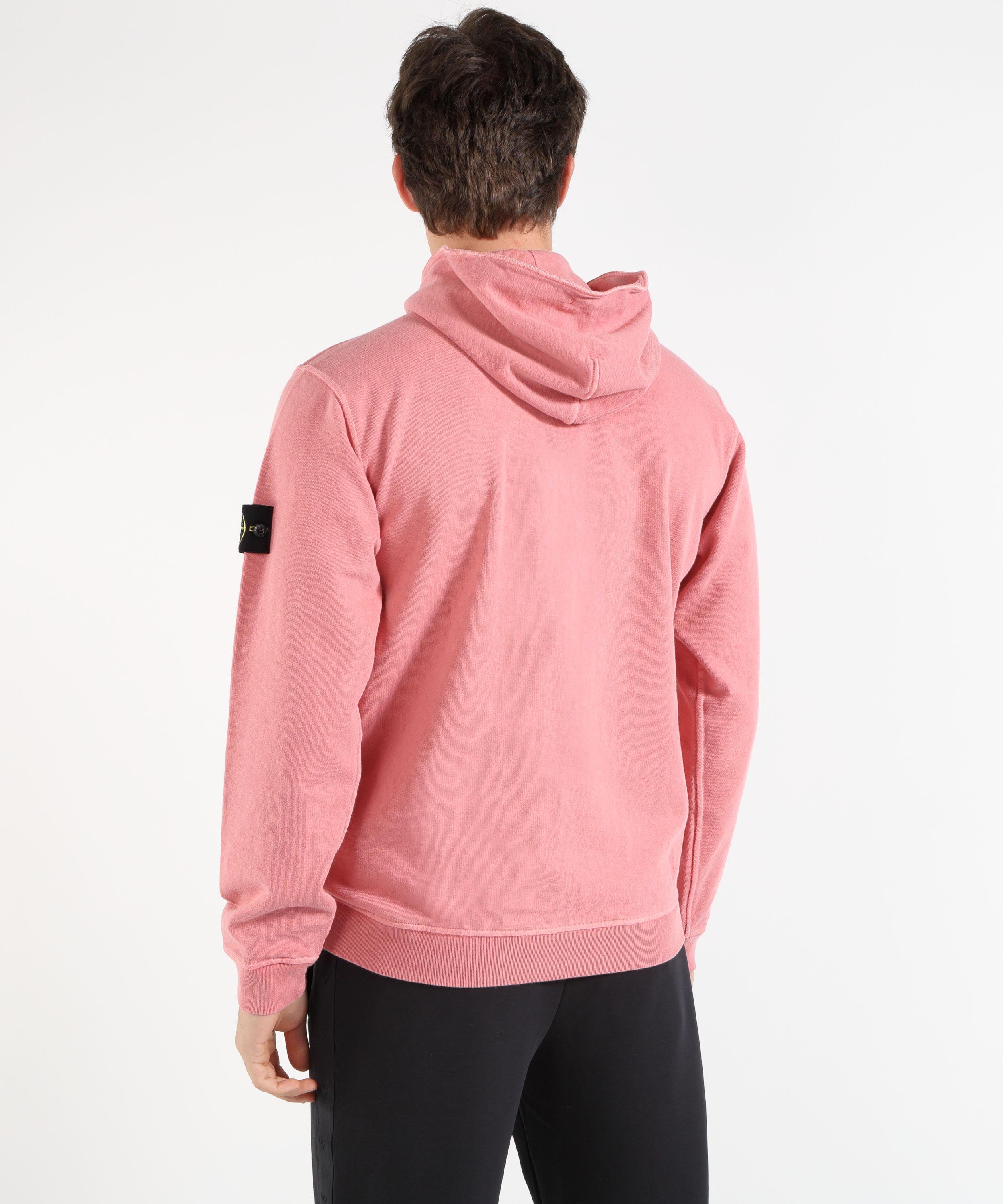 Felpe STONE ISLAND MALFILÉ FLEECE 'OLD' EFFECT - Felpa vestibilità regular con cappuccio, zip e tasche Oleandro | STONE ISLAND
