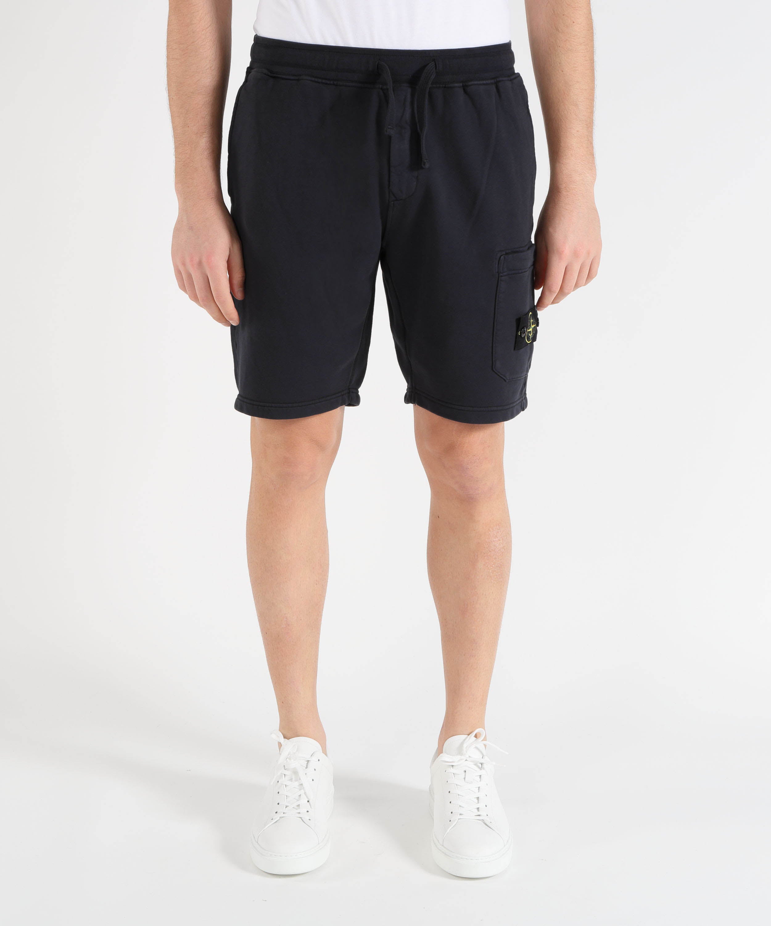 Bermuda STONE ISLAND ORGANIC COTTON FLEECE - Bermuda vestibilità regular con vita elasticizzata Navy | STONE ISLAND