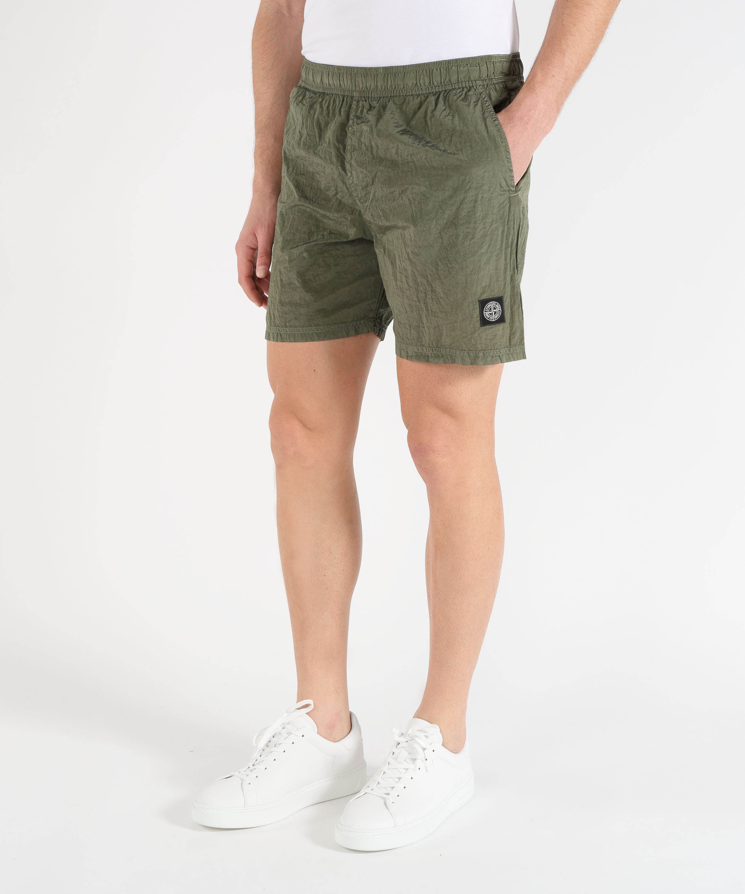 Costumi STONE ISLAND NYLON METAL IN ECONYL® - Pantaloncini da bagno media lunghezza regular con tasche Militare | STONE ISLAND
