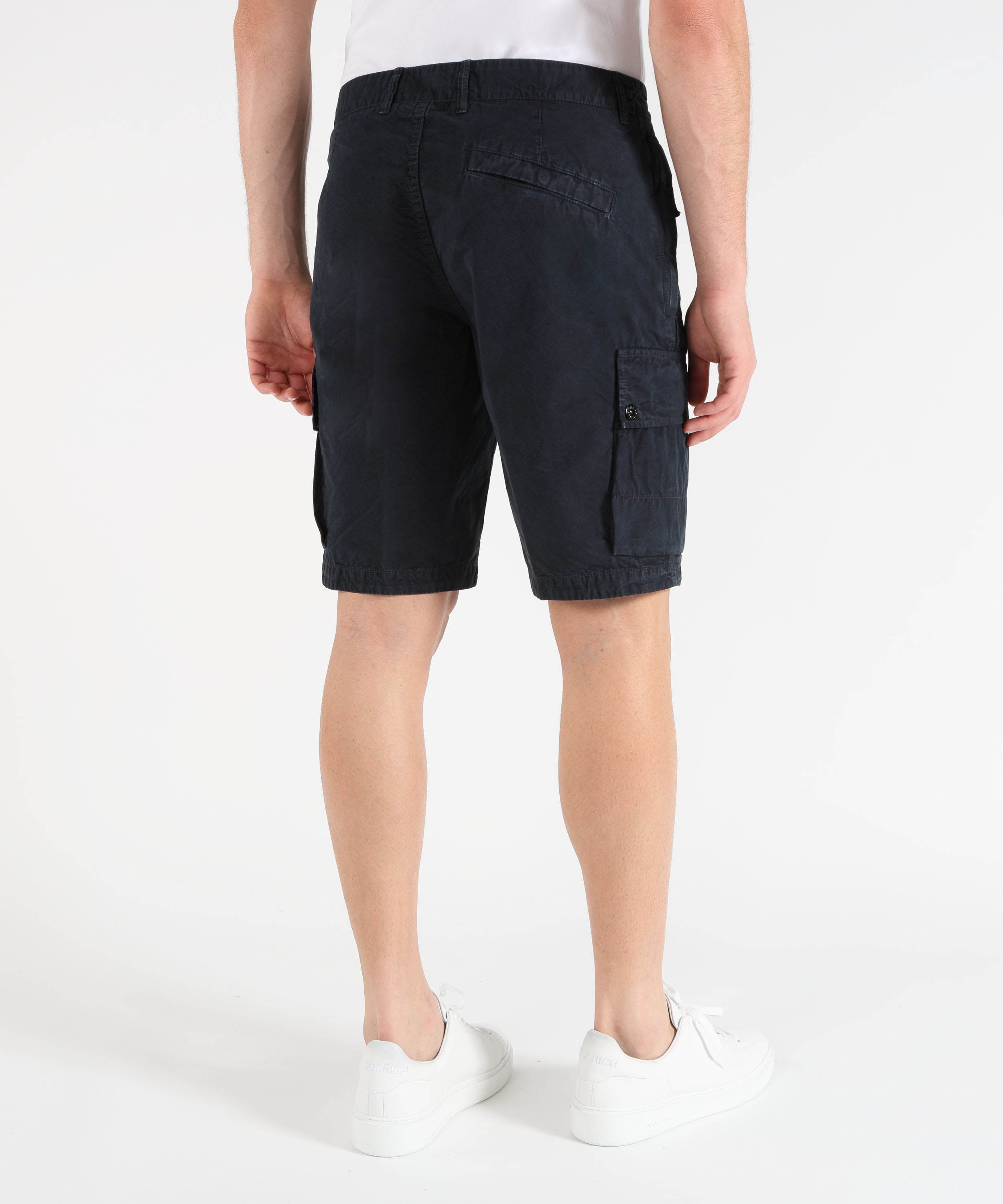 Bermuda STONE ISLAND BRUSHED ORGANIC COTTON CANVAS 'OLD' EFFECT - Shorts cargo vestibilità slim con tasche con zip Navy | STONE ISLAND