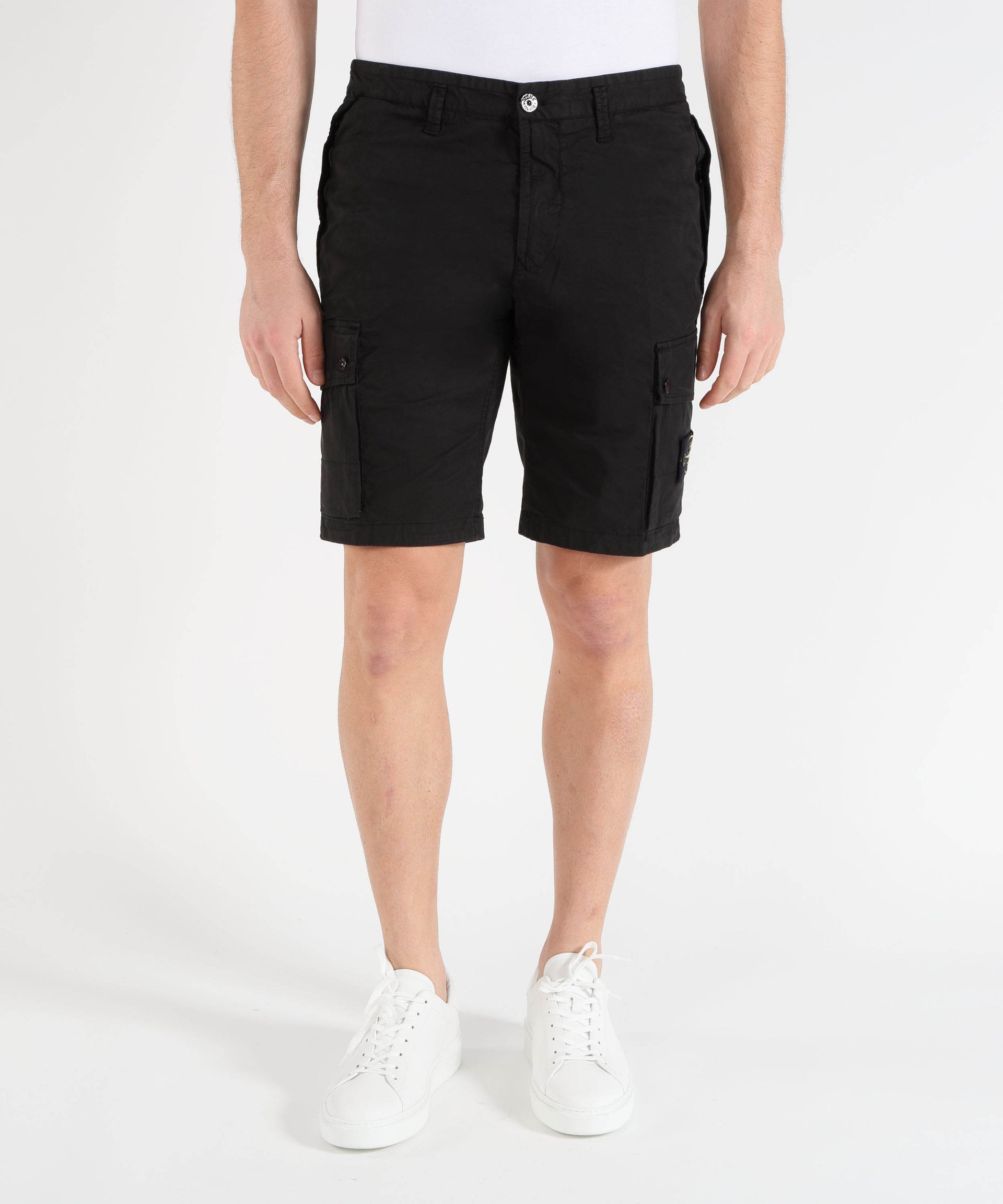 STONE ISLAND STRETCH ORGANIC COTTON TWILL - Bermuda cargo vestibilità slim con tasche con zip