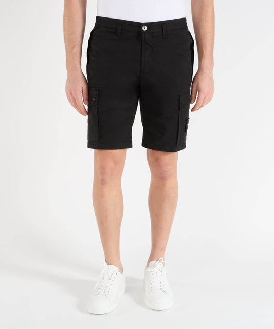 STONE ISLAND STRETCH ORGANIC COTTON TWILL - Bermuda cargo vestibilità slim con tasche con zip