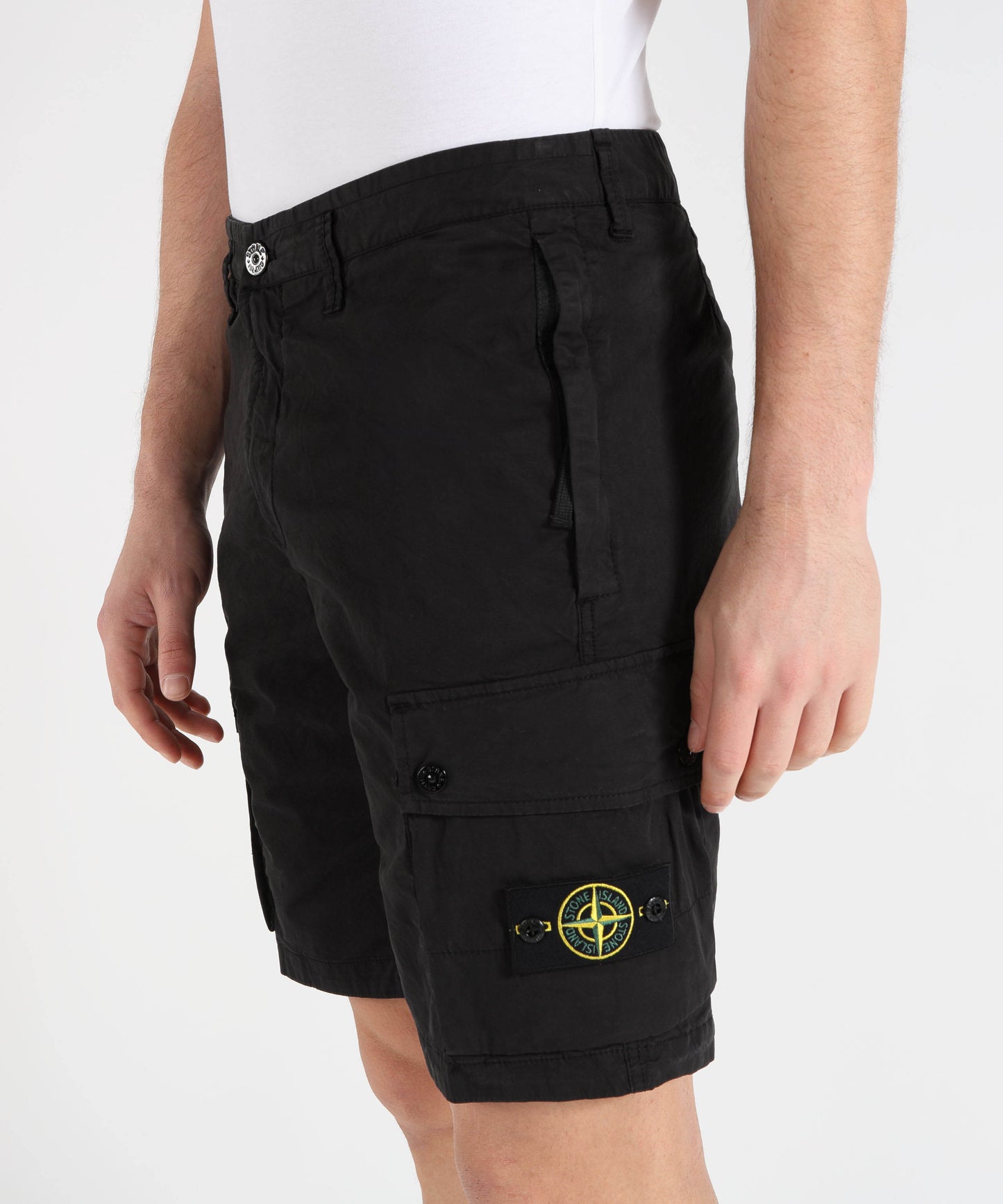 STONE ISLAND STRETCH ORGANIC COTTON TWILL - Bermuda cargo vestibilità slim con tasche con zip