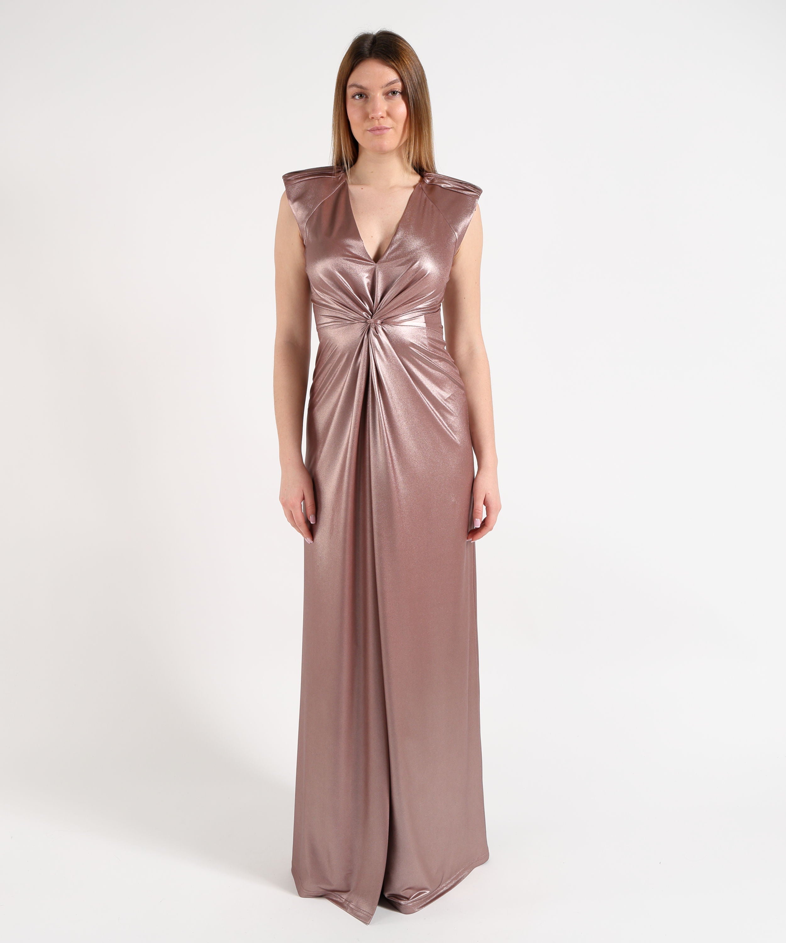 Abiti D'ANDREA COLLECTION Abito Lungo Donna con Effetto Metallizzato Rosa antico | D'ANDREA COLLECTION