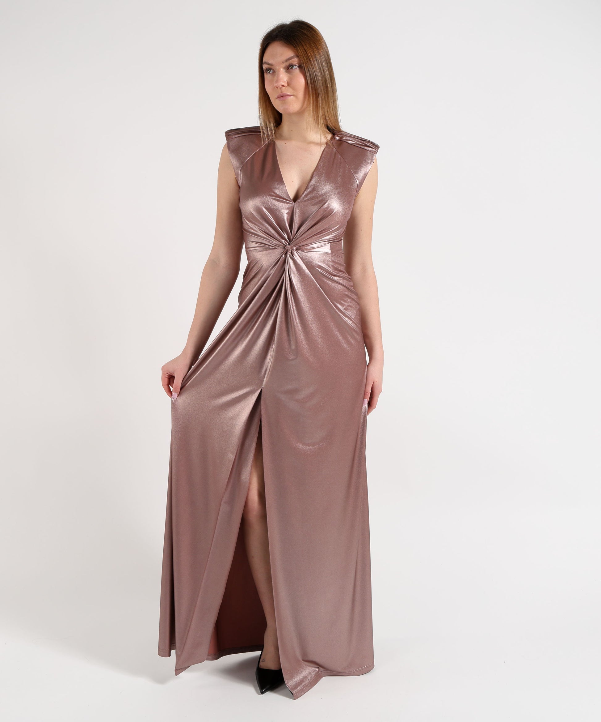 Dresses &amp; Suits D'ANDREA COLLECTION Women’s long dress with metallic effect Rosa antico | D'ANDREA COLLECTION