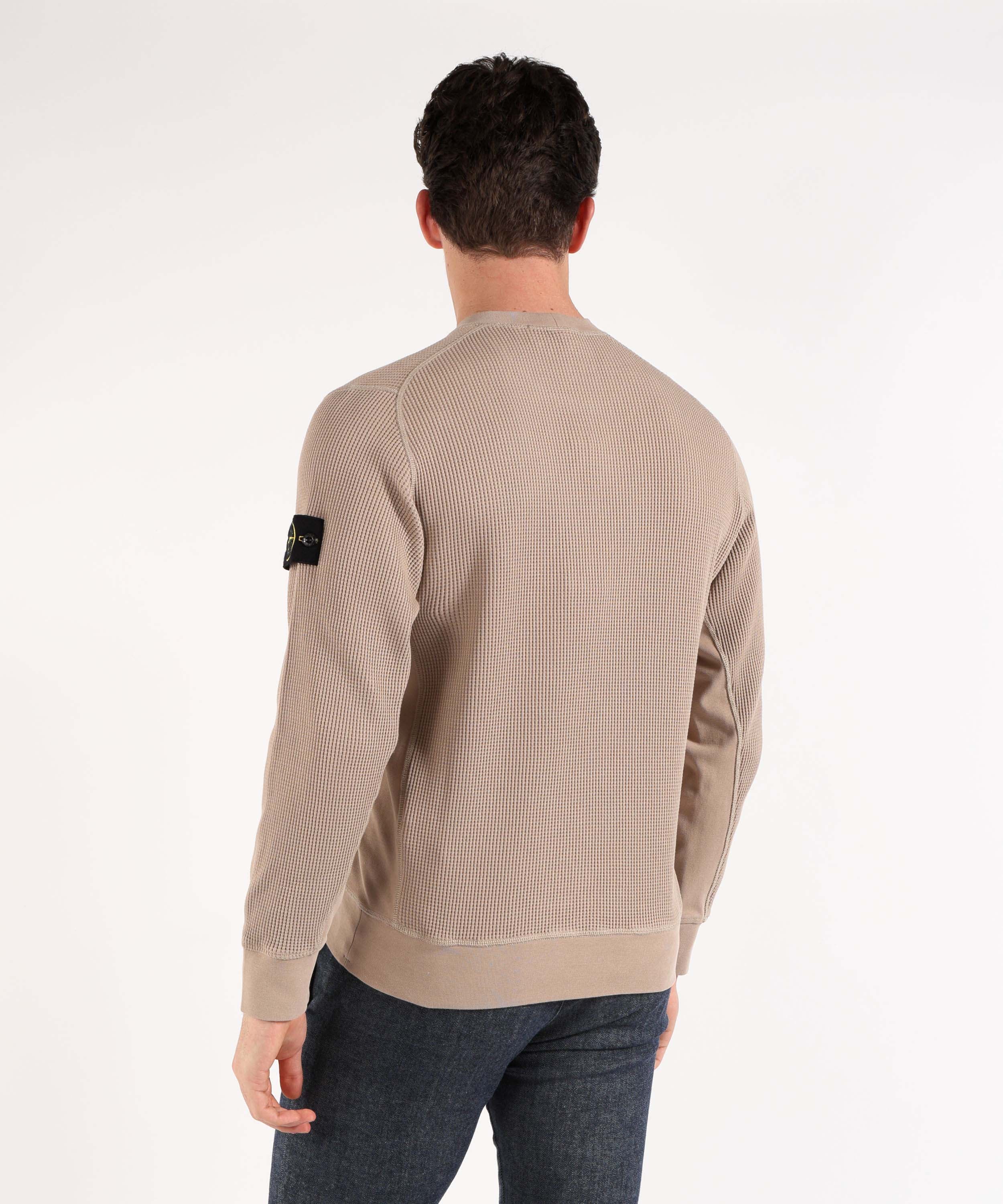 Felpe STONE ISLAND ORGANIC COTTON WAFFLE FLEECE - Felpa girocollo vestibilità regular Deserto | STONE ISLAND