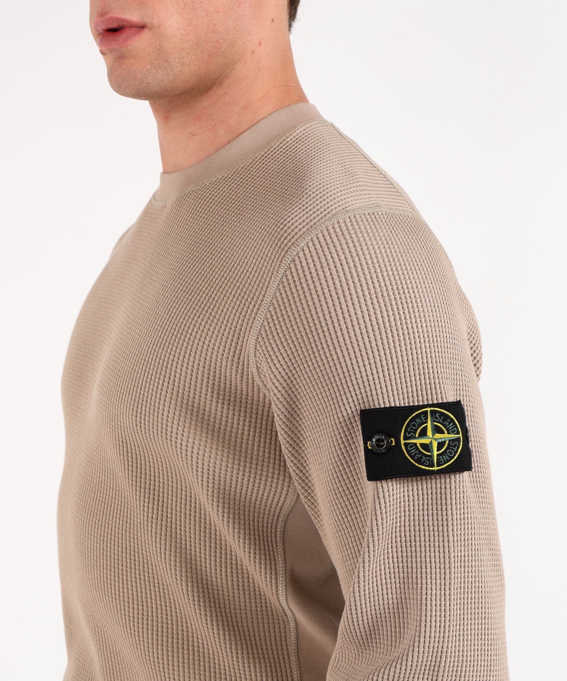 Felpe STONE ISLAND ORGANIC COTTON WAFFLE FLEECE - Felpa girocollo vestibilità regular Deserto | STONE ISLAND