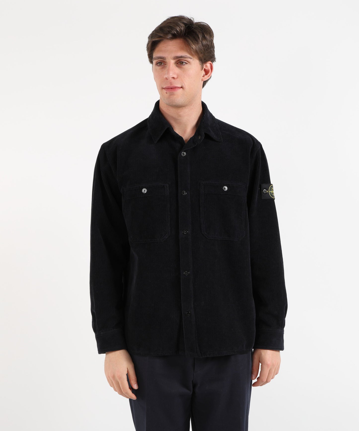 STONE ISLAND Overshirt vestibilità comfort con tasche e automatici