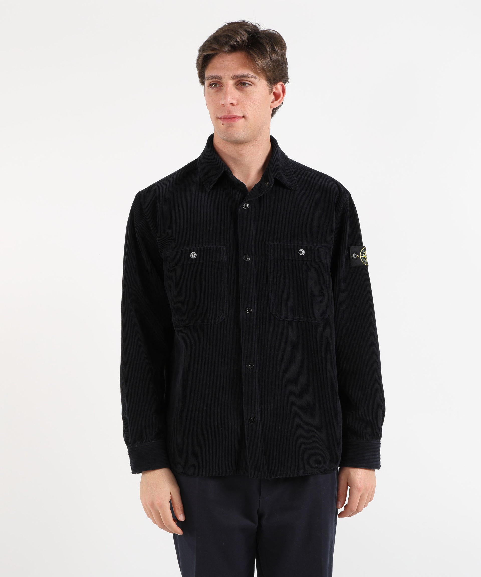 STONE ISLAND Overshirt vestibilità comfort con tasche e automatici