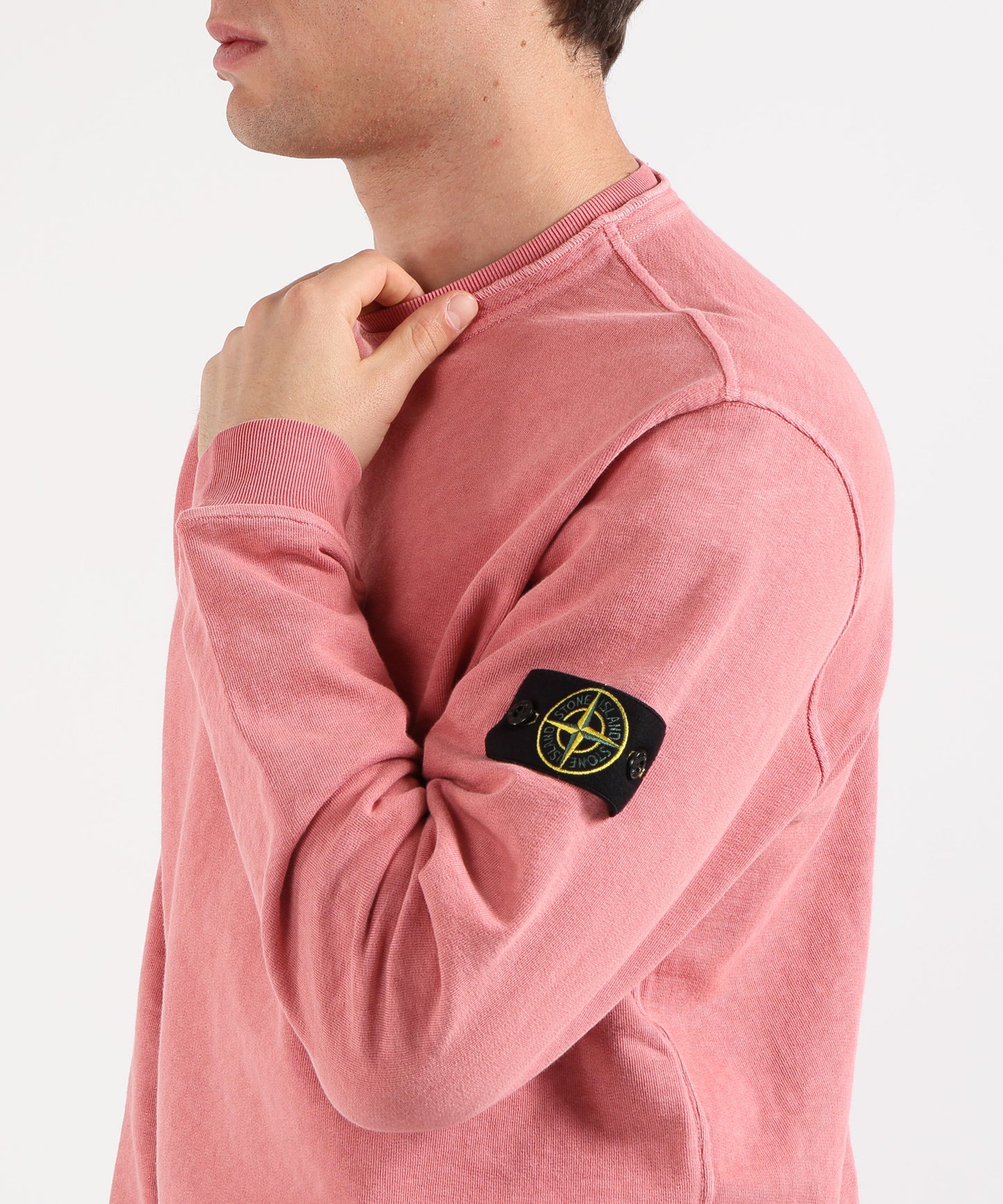STONE ISLAND MALFILÉ FLEECE 'OLD' EFFECT - Felpa girocollo vestibilità regular