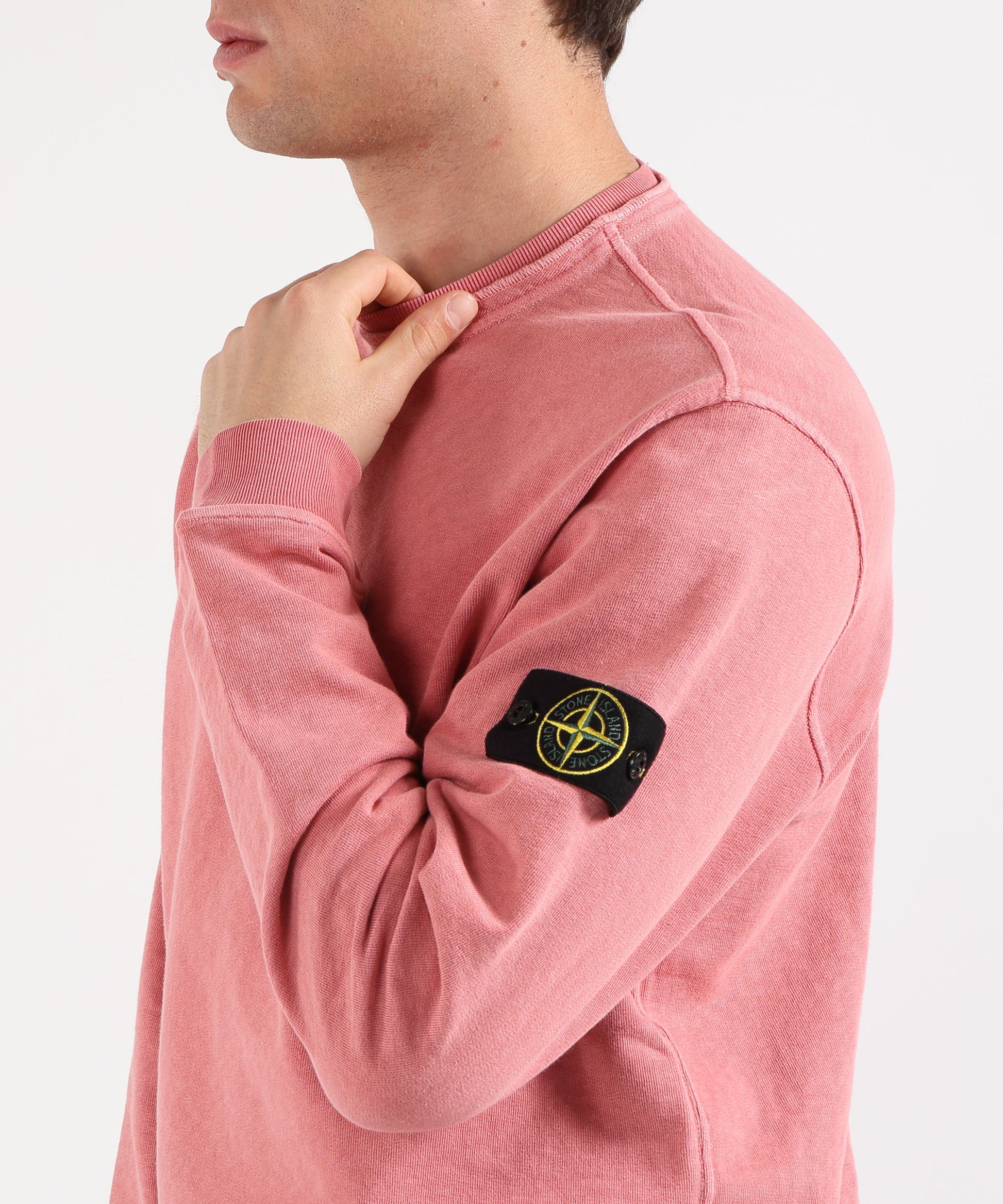Felpe STONE ISLAND MALFILÉ FLEECE 'OLD' EFFECT - Felpa girocollo vestibilità regular Rosa | STONE ISLAND