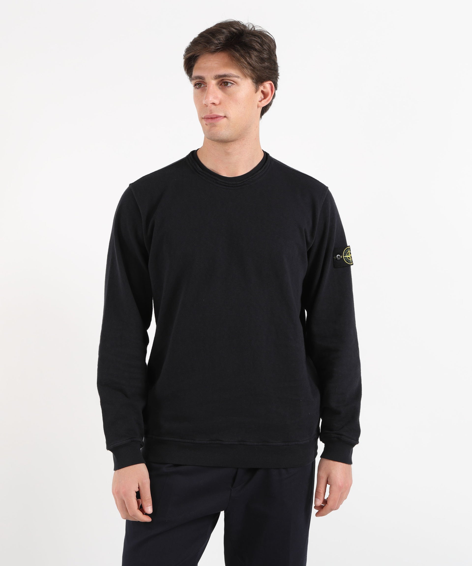 STONE ISLAND MALFILÉ FLEECE 'OLD' EFFECT - Felpa girocollo vestibilità regular