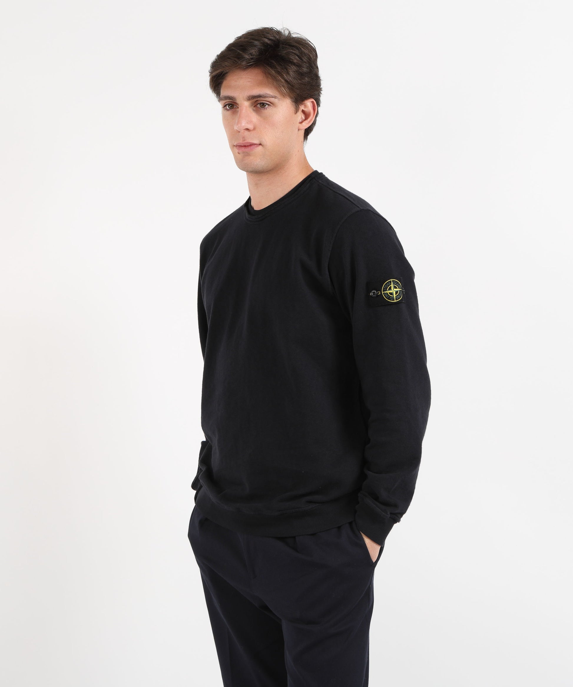 Sweatshirts STONE ISLAND MALFILÉ FLEECE 'OLD' EFFECT Navy | STONE ISLAND