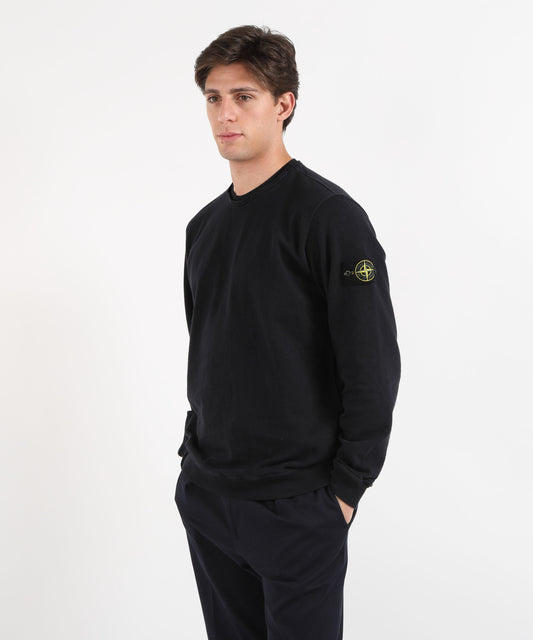 STONE ISLAND MALFILÉ FLEECE 'OLD' EFFECT - Felpa girocollo vestibilità regular