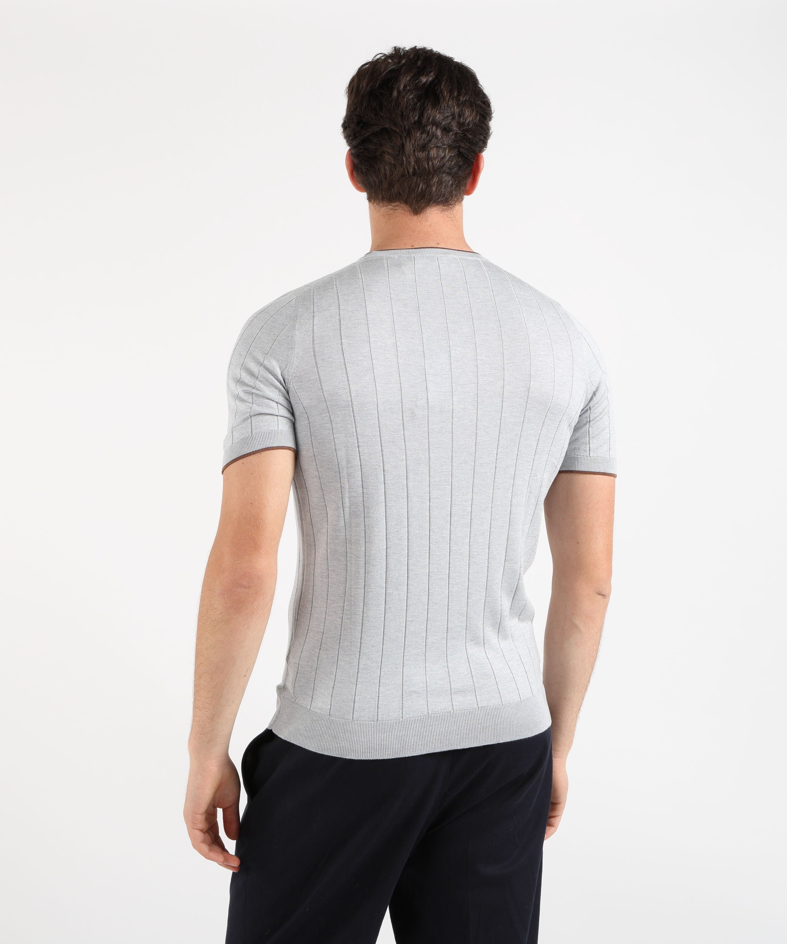 Maglie GRAN SASSO Maglia Estiva Girocollo con Bordino a Contrasto Grigio | GRAN SASSO