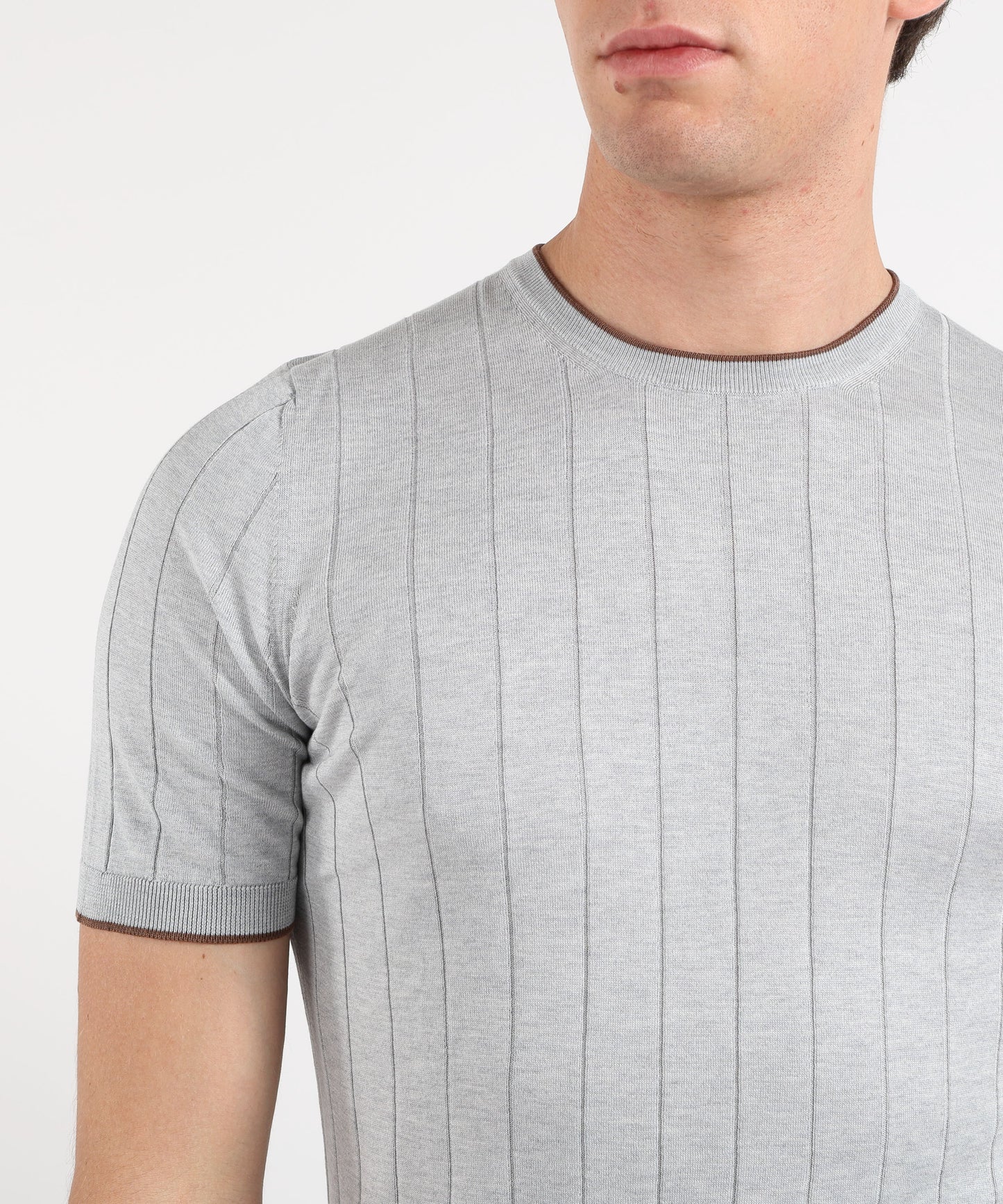 GRAN SASSO Summer crew-neck top with contrast trim