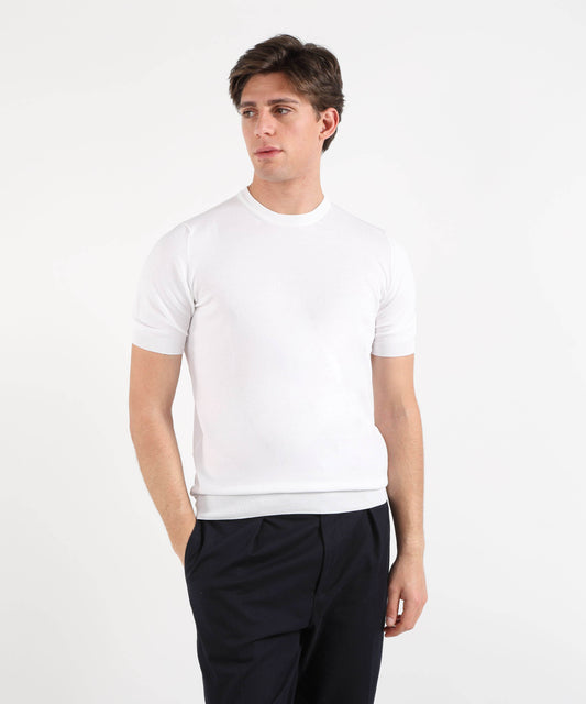 Maglie GRAN SASSO Maglia Girocollo Manica Corta con Finta Molla Bianco | GRAN SASSO