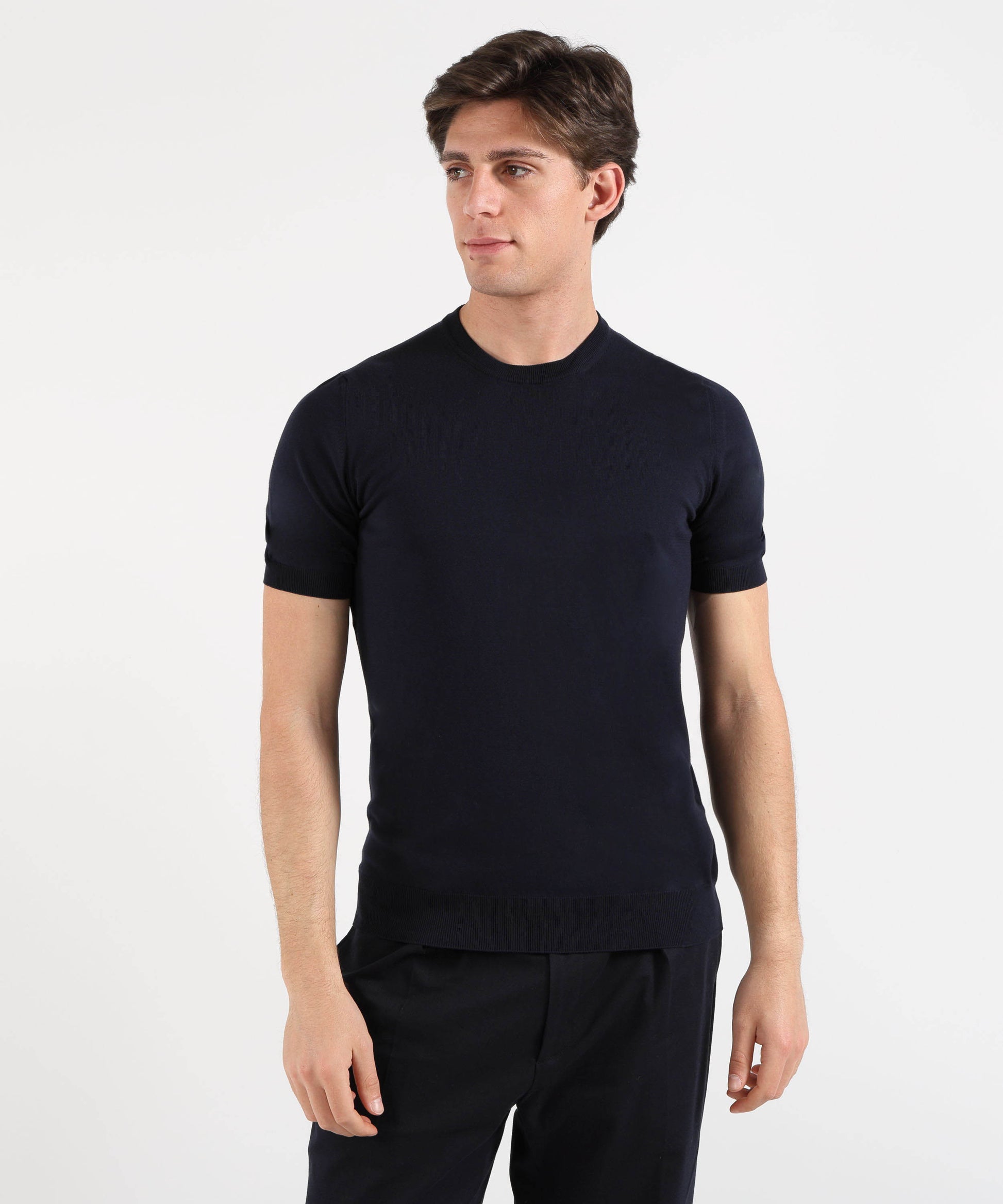 Maglie GRAN SASSO Maglia Girocollo Manica Corta con Finta Molla Nero | GRAN SASSO