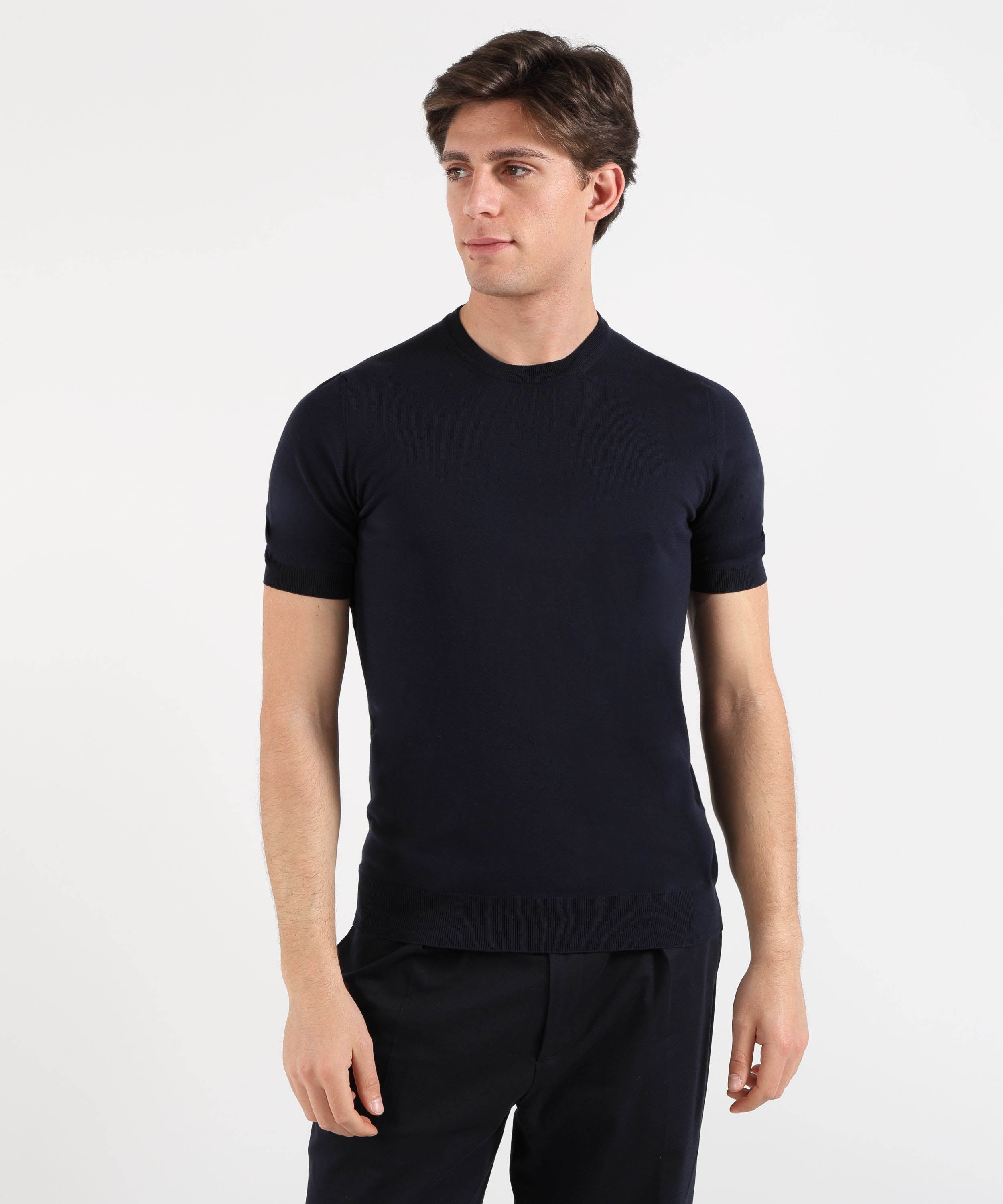 Maglie GRAN SASSO Maglia Girocollo Manica Corta con Finta Molla Nero | GRAN SASSO