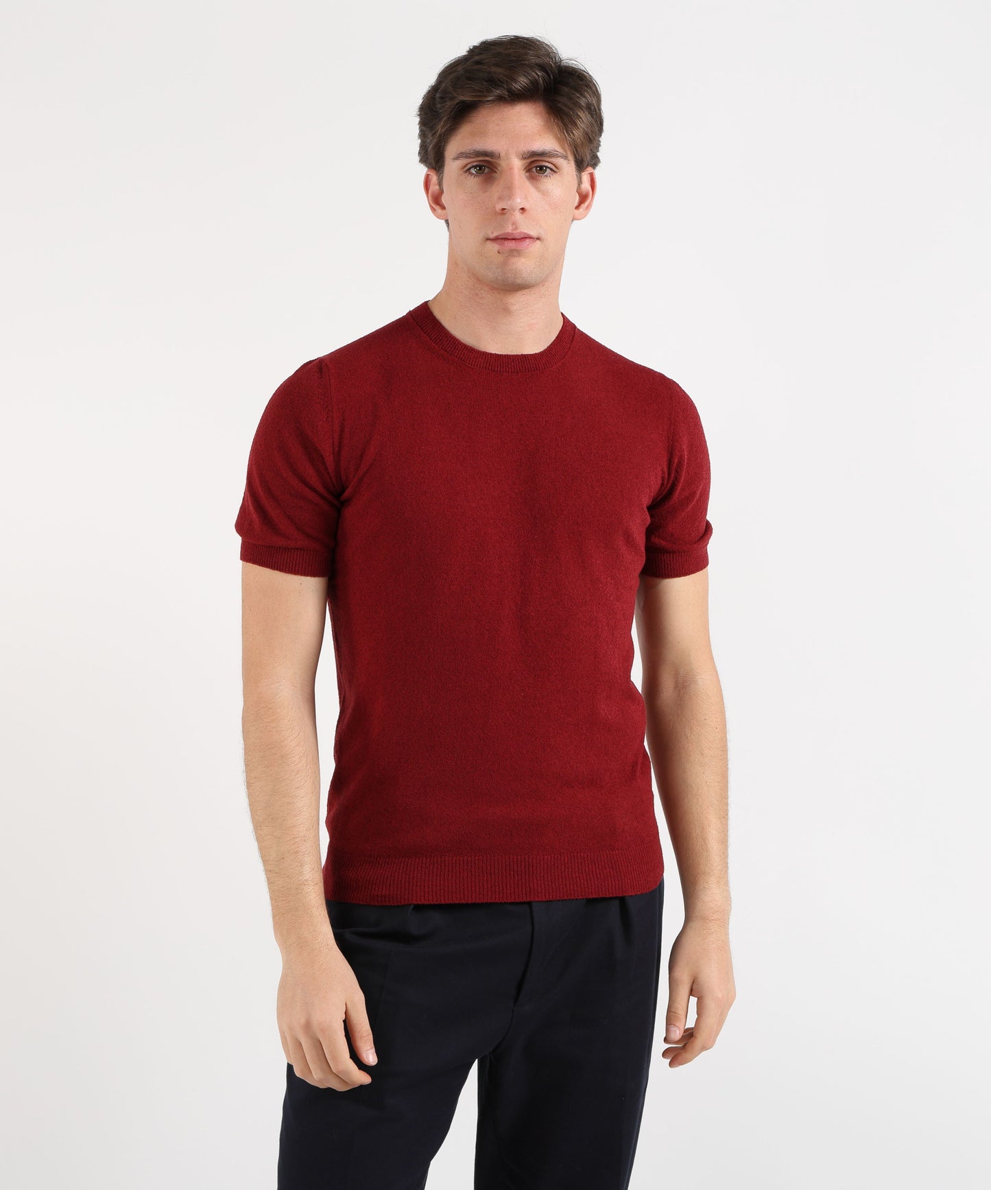 GRAN SASSO Short-sleeve crew-neck top in solid color