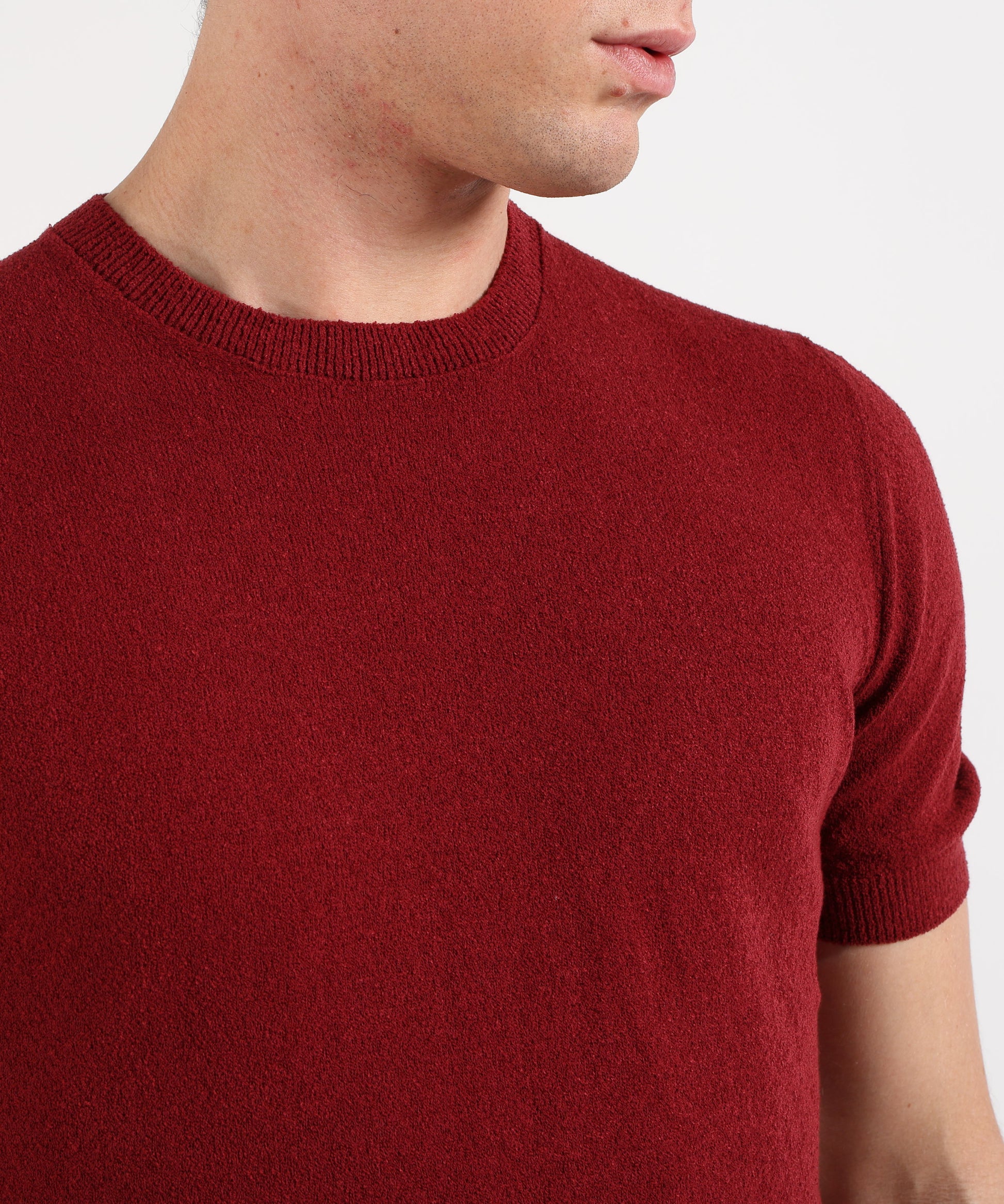Knitwear GRAN SASSO Short-sleeve crew-neck top in solid color Rosso | GRAN SASSO