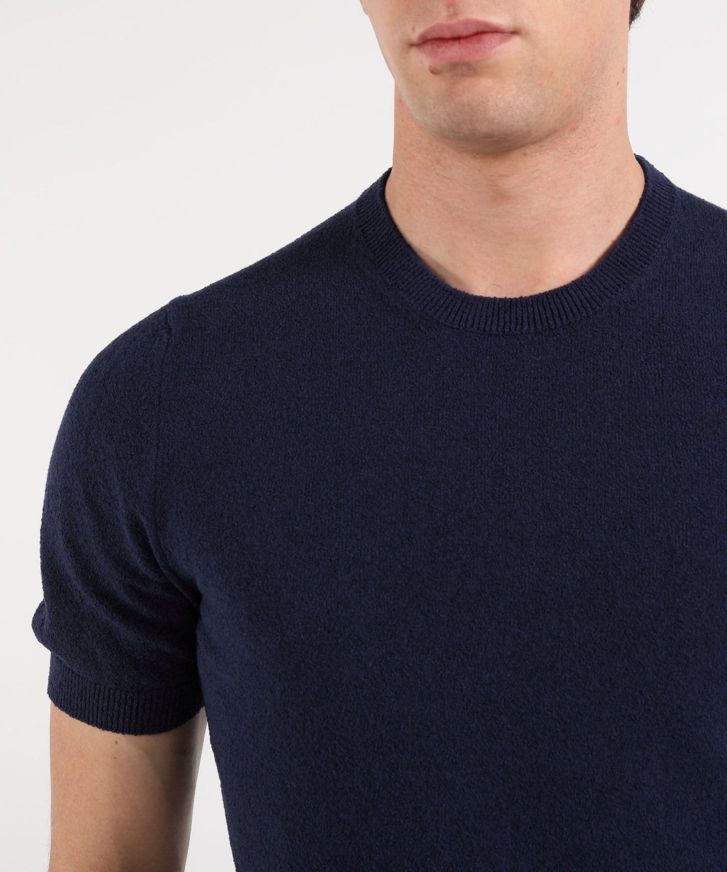 GRAN SASSO Short-sleeve crew-neck top in solid color