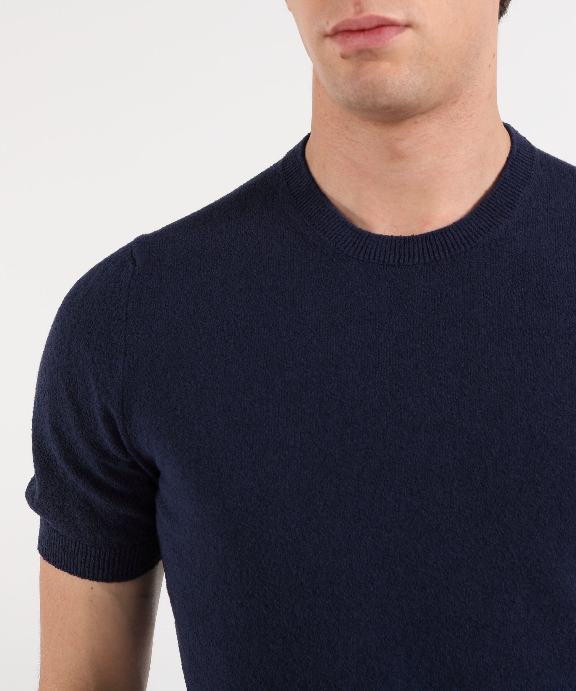 Knitwear GRAN SASSO Short-sleeve crew-neck top in solid color Blu | GRAN SASSO