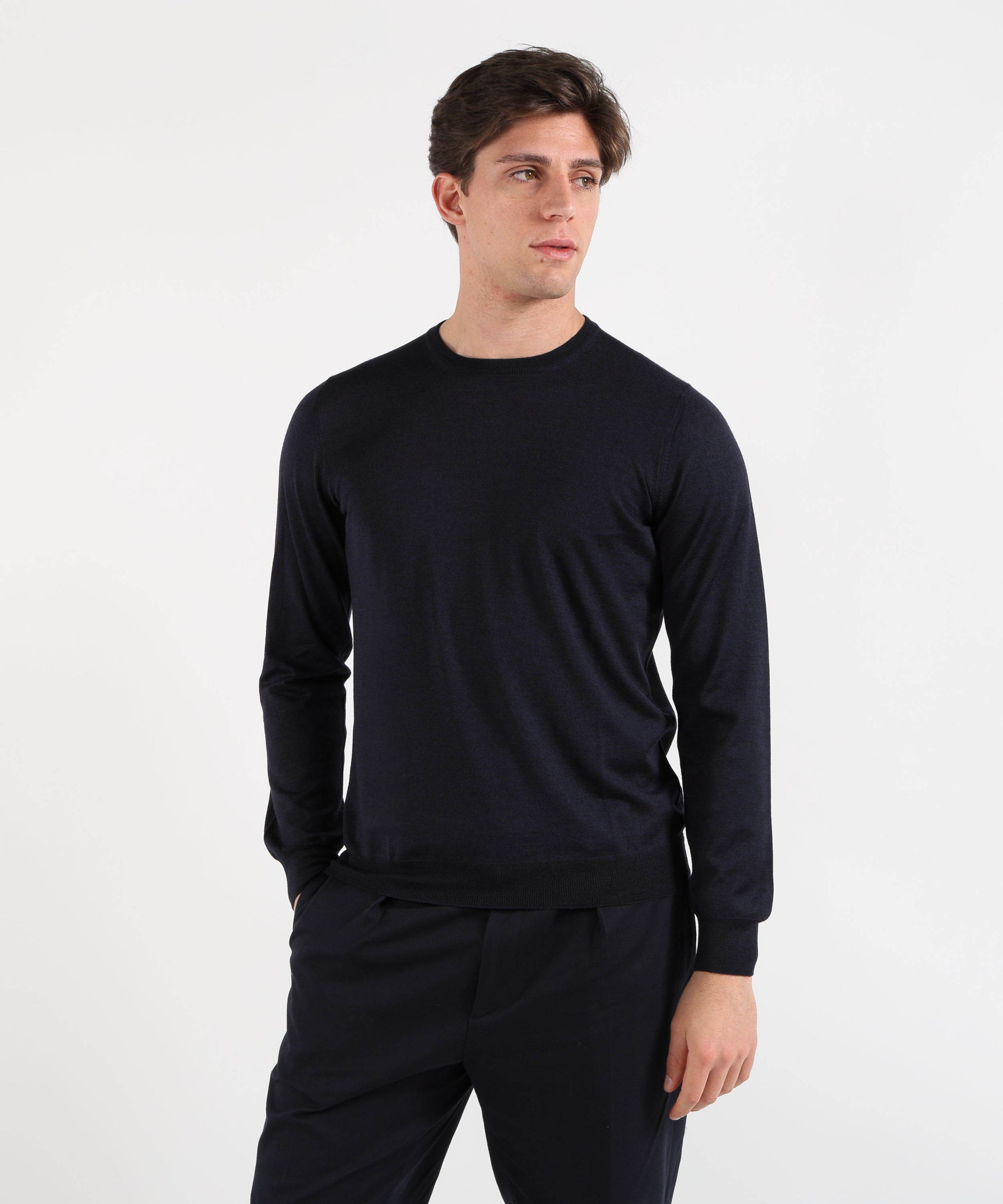 Maglie GRAN SASSO Maglia Girocollo Manica Lunga con Finta Molla Nero | GRAN SASSO