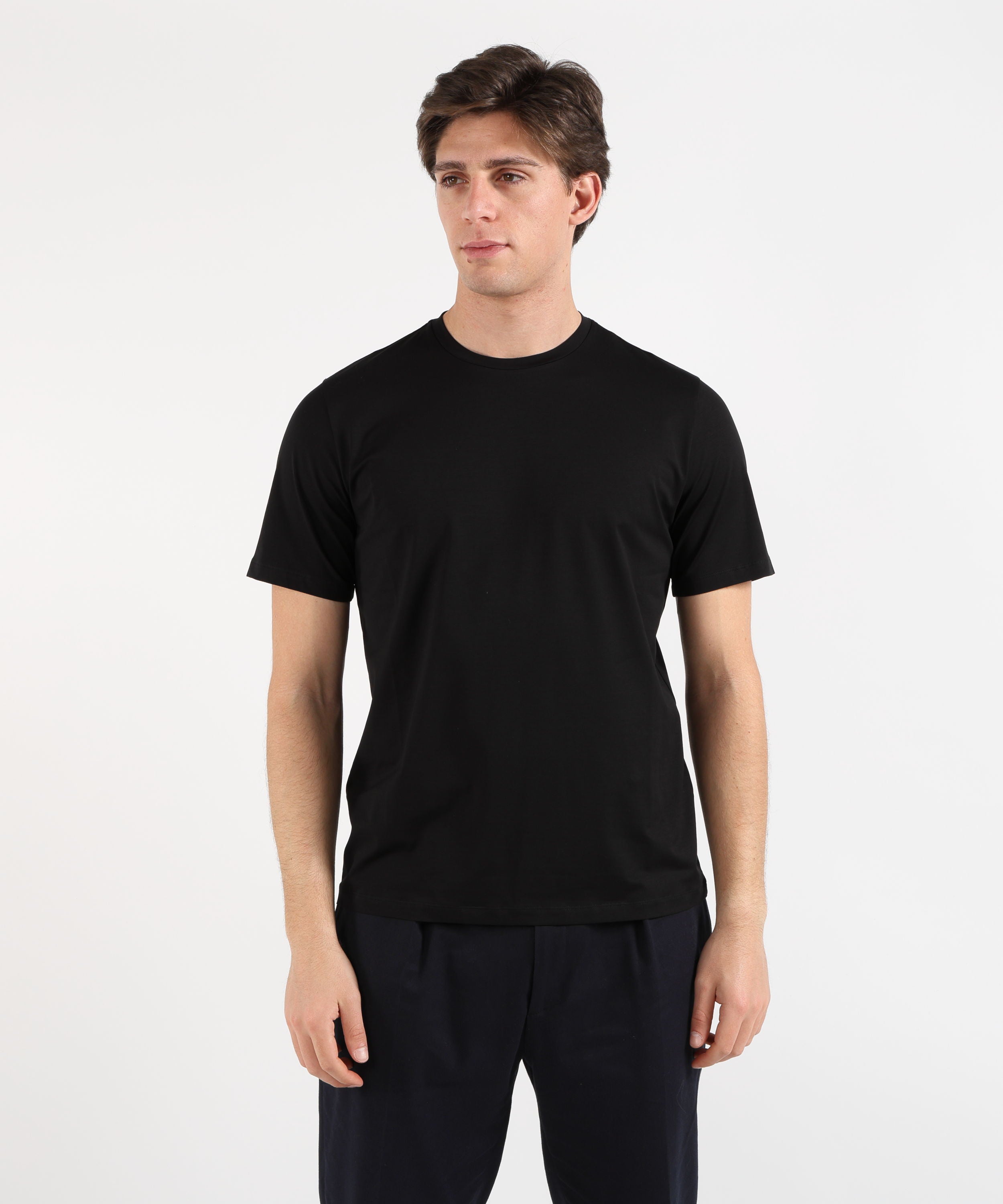T-shirt HERNO T-SHIRT IN SUPERFINE COTTON STRETCH Nero | HERNO