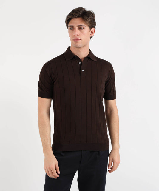 Polo FILIPPO DE LAURENTIIS Polo manica corta con bottoni e polsini effetto molla Testa di moro | FILIPPO DE LAURENTIIS