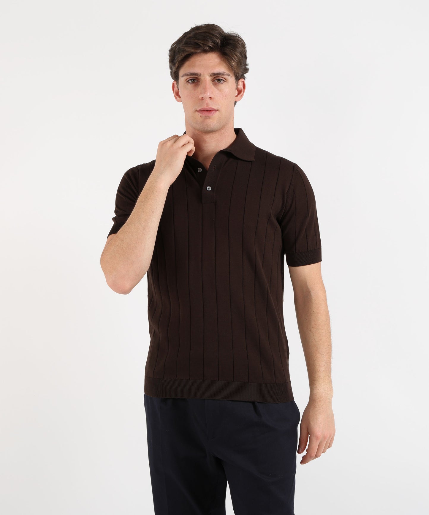 FILIPPO DE LAURENTIIS Short-sleeve polo with buttons and spring-effect cuffs