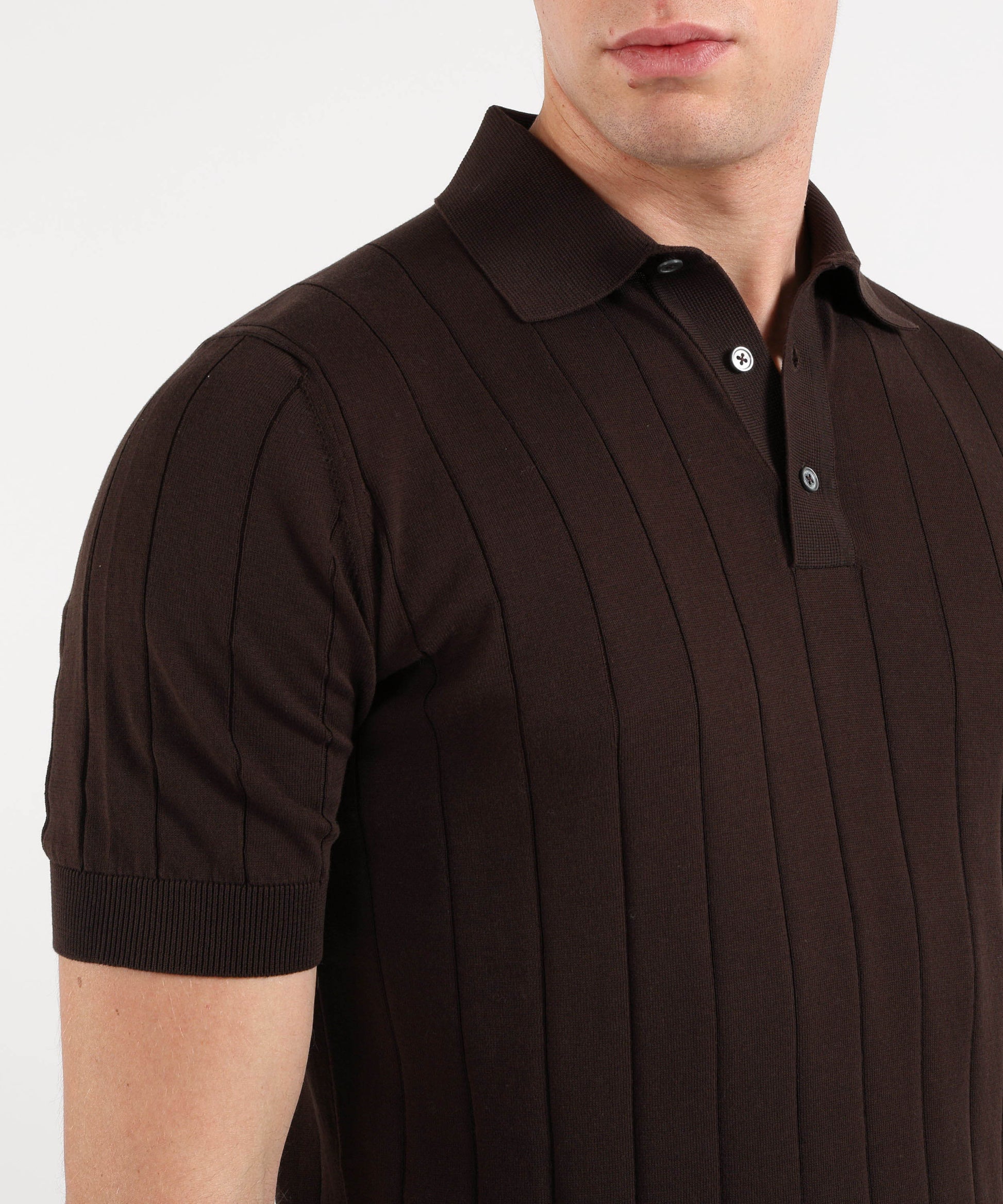 Polo shirts FILIPPO DE LAURENTIIS Short-sleeve polo with buttons and spring-effect cuffs Testa di moro | FILIPPO DE LAURENTIIS