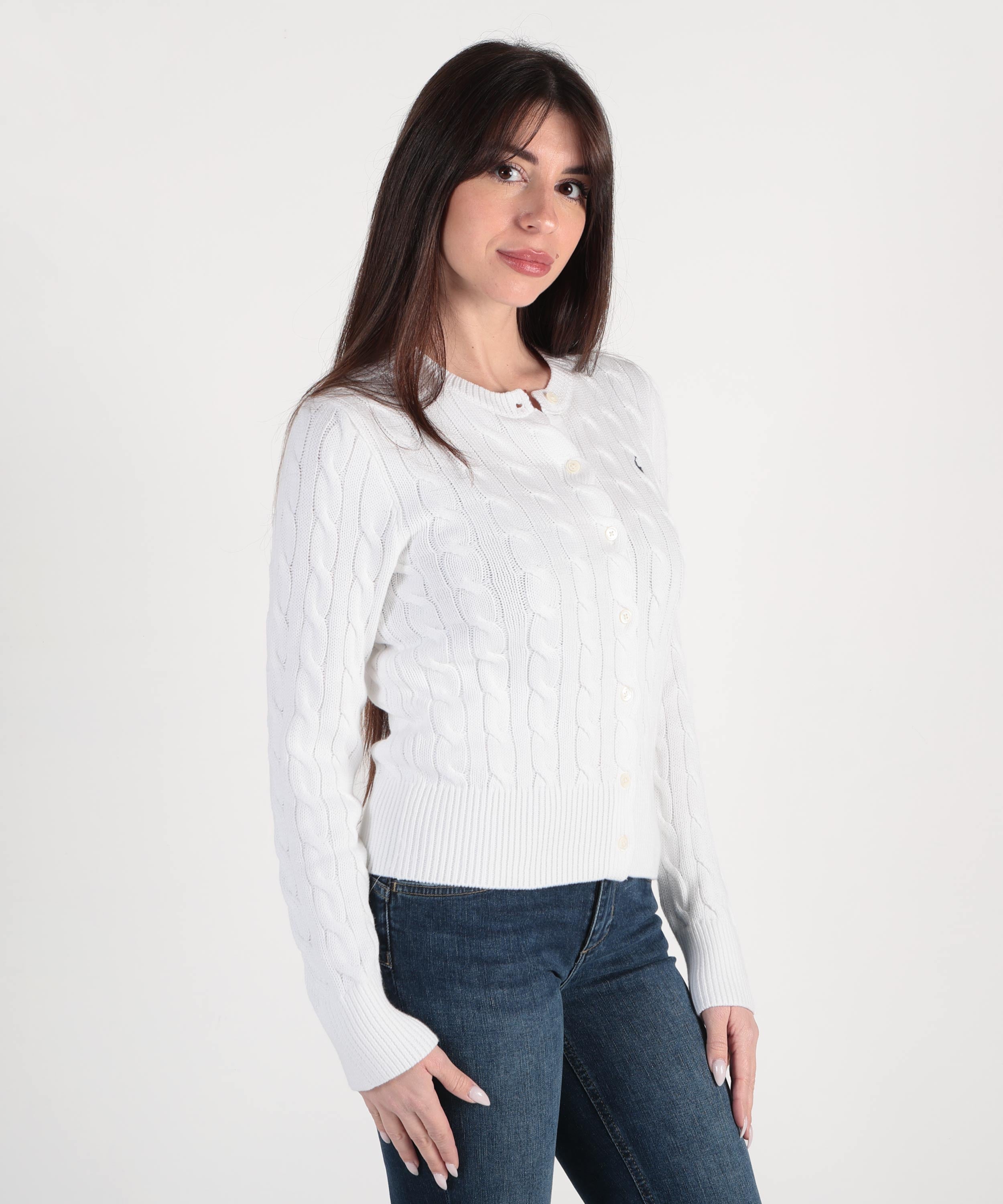 POLO RALPH LAUREN Cardigan a collo a treccia in cotone a maglia