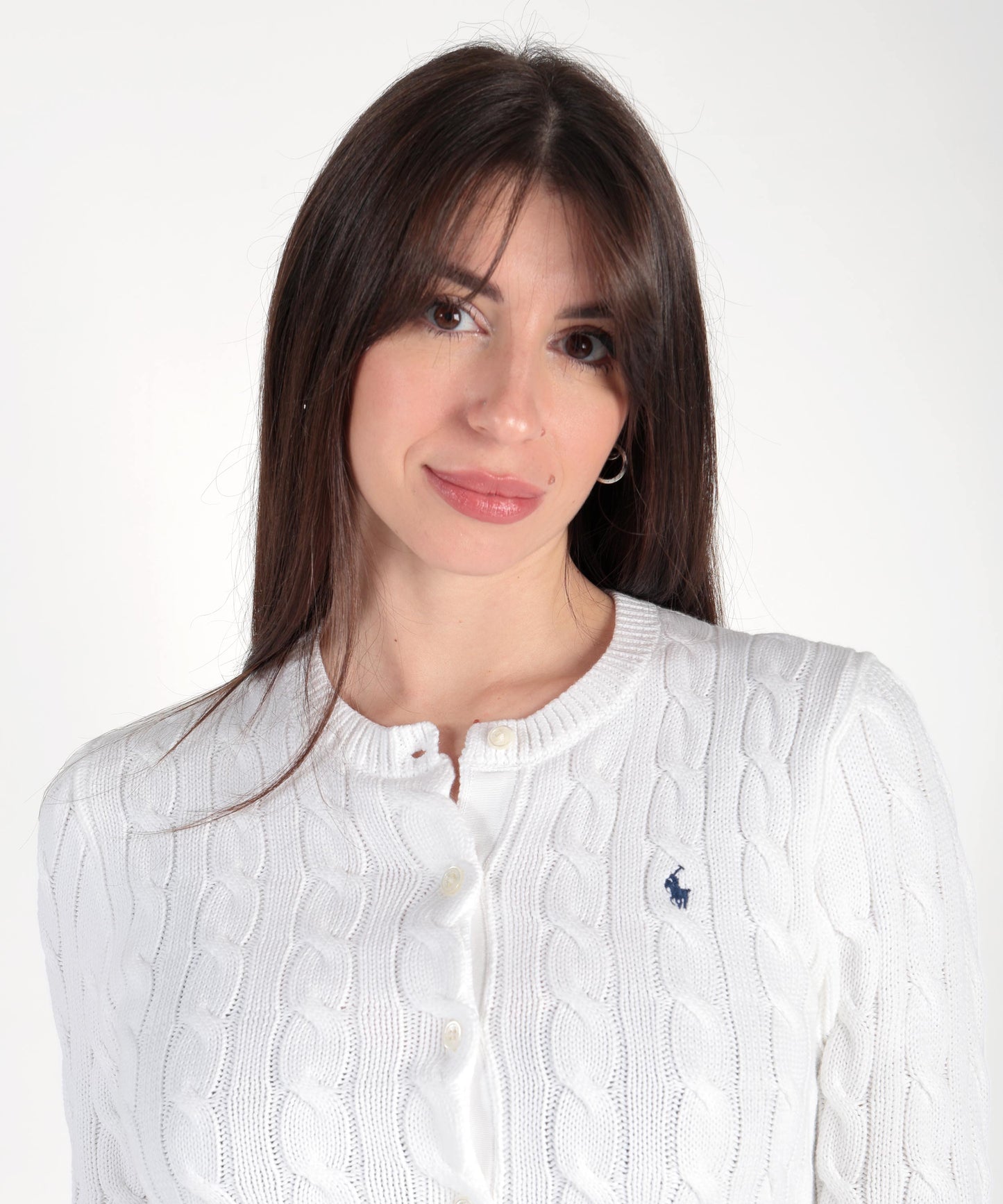 POLO RALPH LAUREN Cardigan a collo a treccia in cotone a maglia