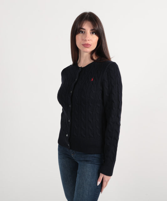 POLO RALPH LAUREN Cardigan a collo a treccia in cotone a maglia