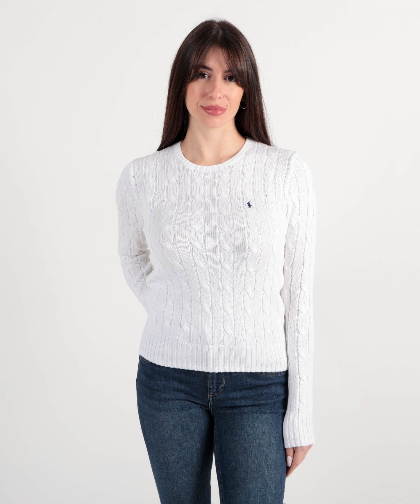 POLO RALPH LAUREN Maglione a collo a giro in cotone a trecce