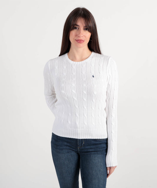 POLO RALPH LAUREN Maglione a collo a giro in cotone a trecce