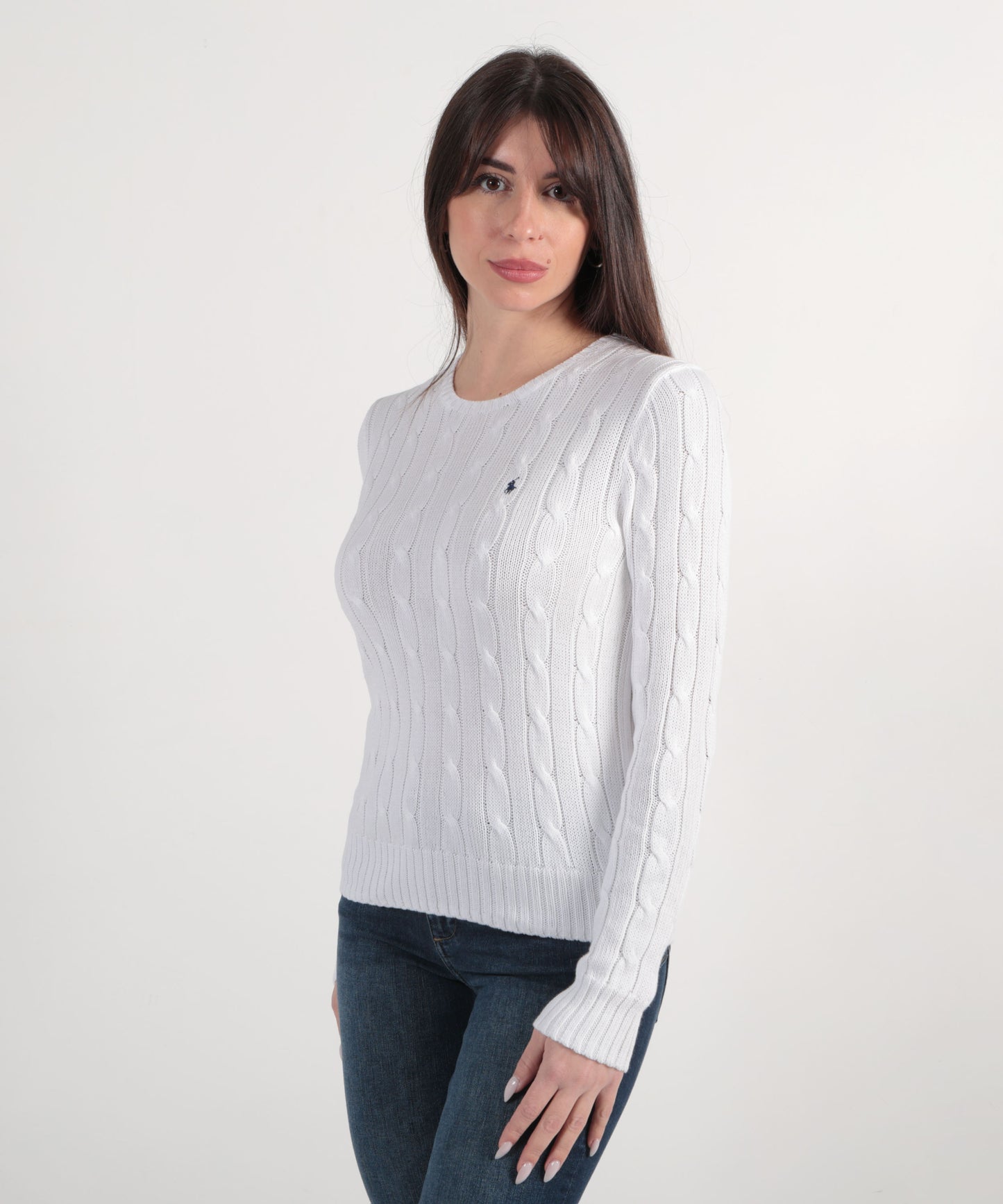 POLO RALPH LAUREN Maglione a collo a giro in cotone a trecce