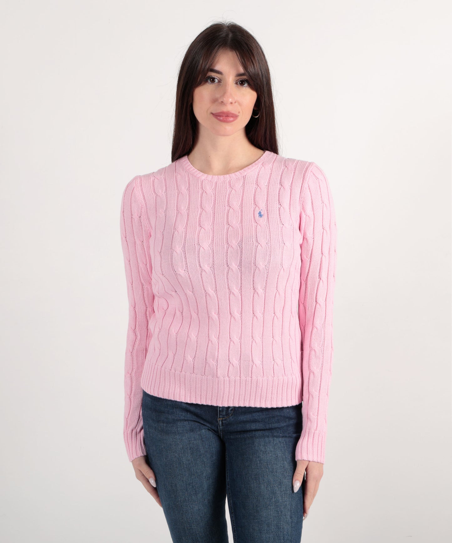 POLO RALPH LAUREN Maglione a collo a giro in cotone a trecce