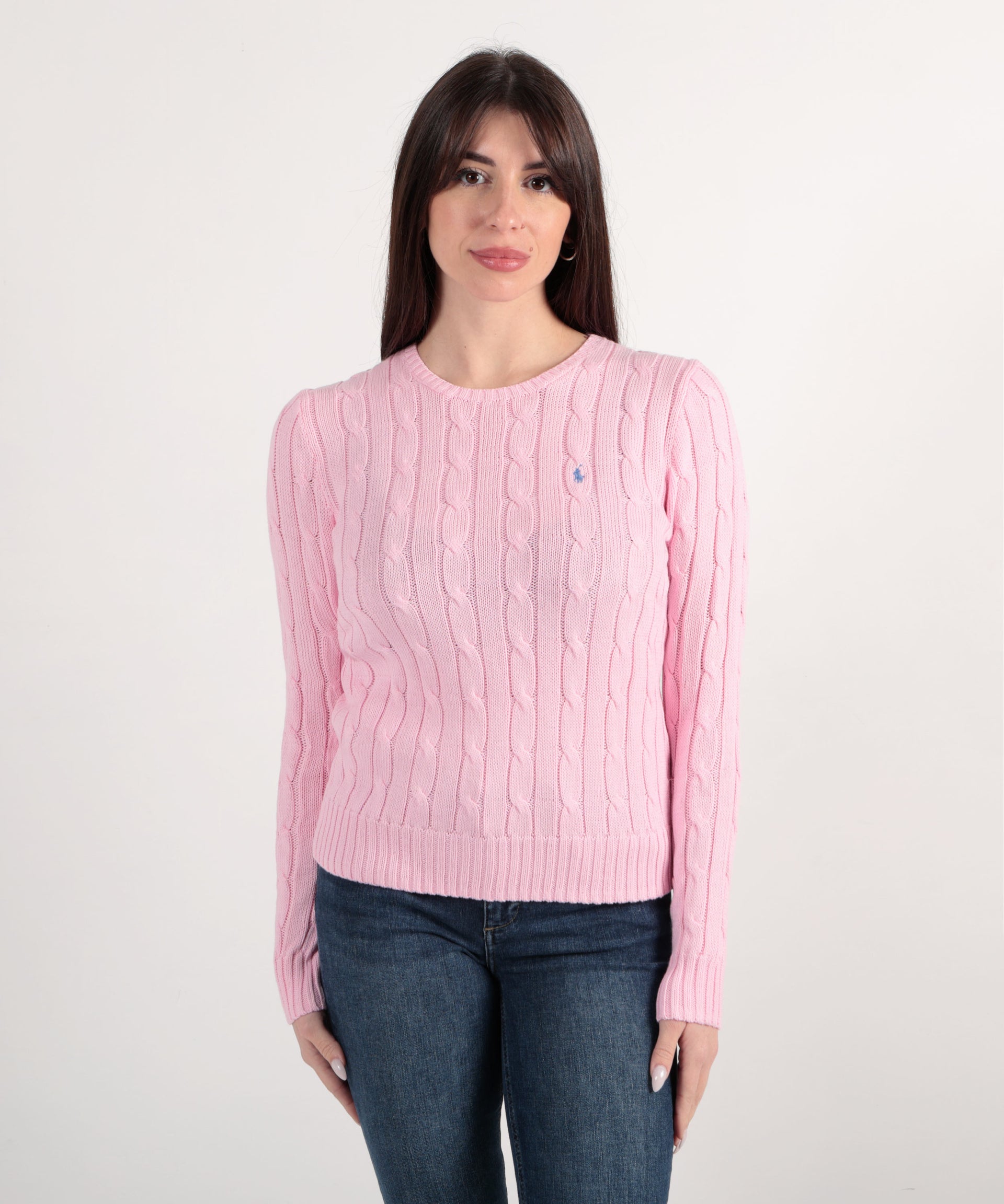 POLO RALPH LAUREN Maglione a collo a giro in cotone a trecce