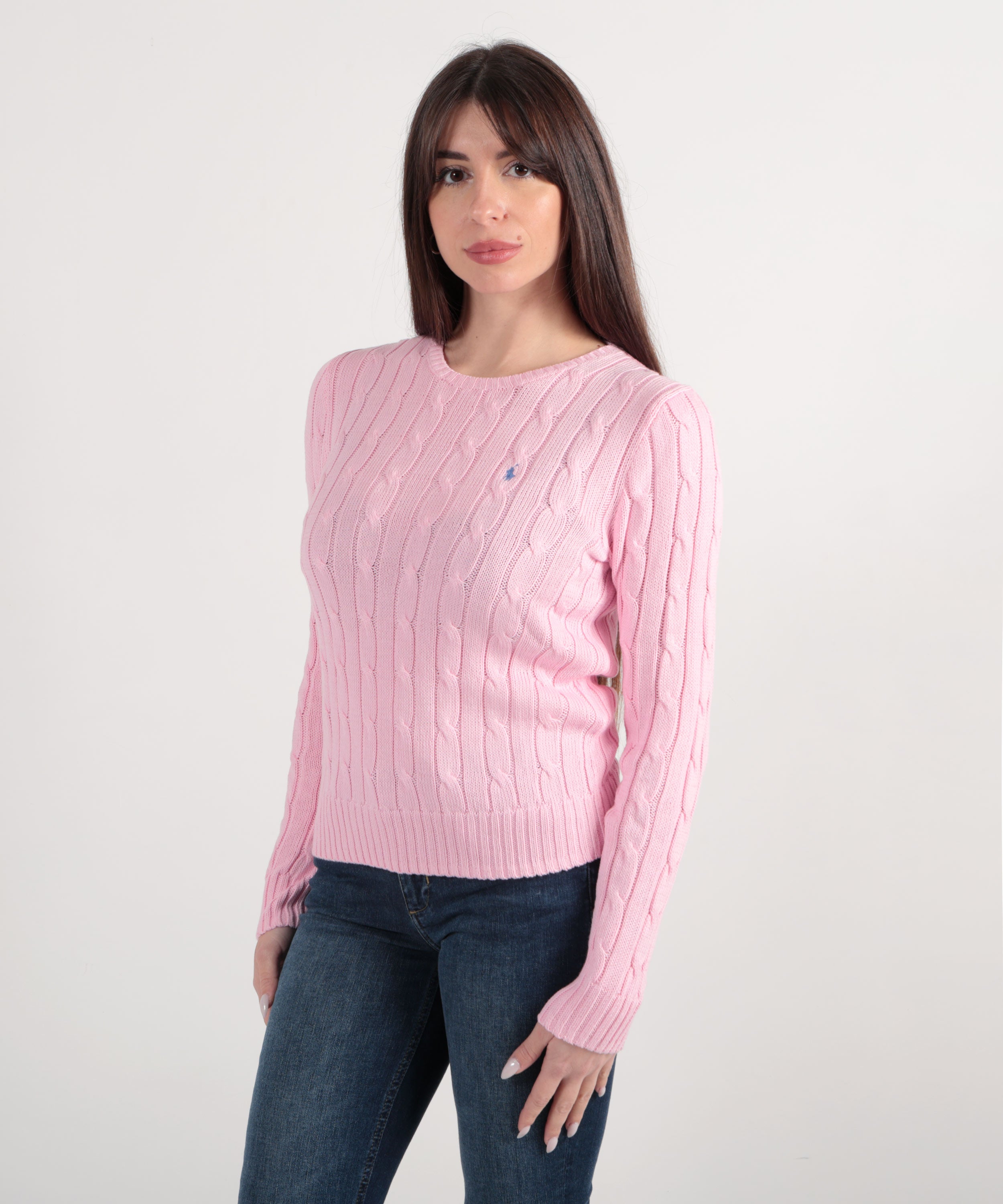 POLO RALPH LAUREN Maglione a collo a giro in cotone a trecce