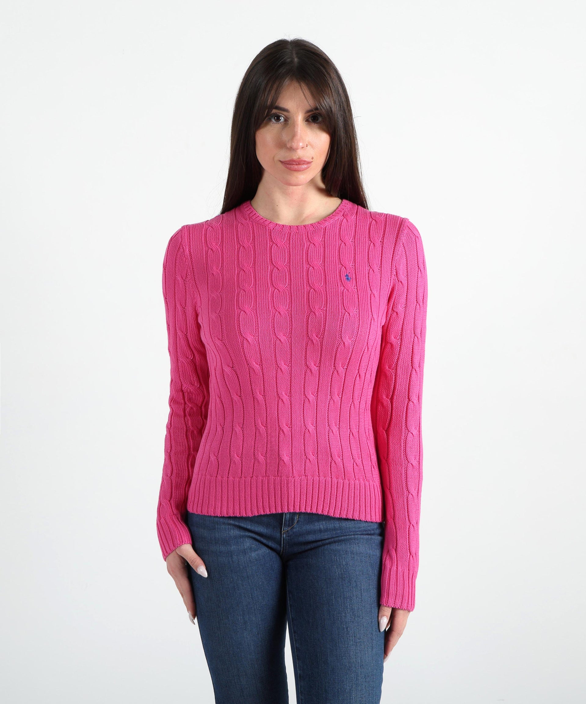 POLO RALPH LAUREN Maglione a collo a giro in cotone a trecce