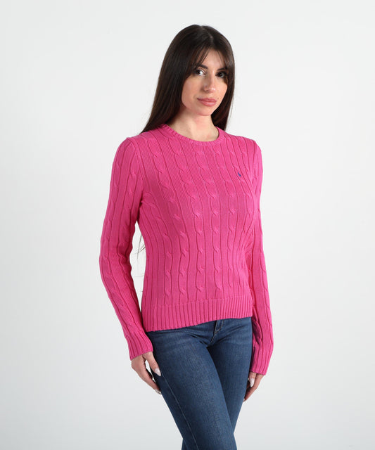 POLO RALPH LAUREN Maglione a collo a giro in cotone a trecce