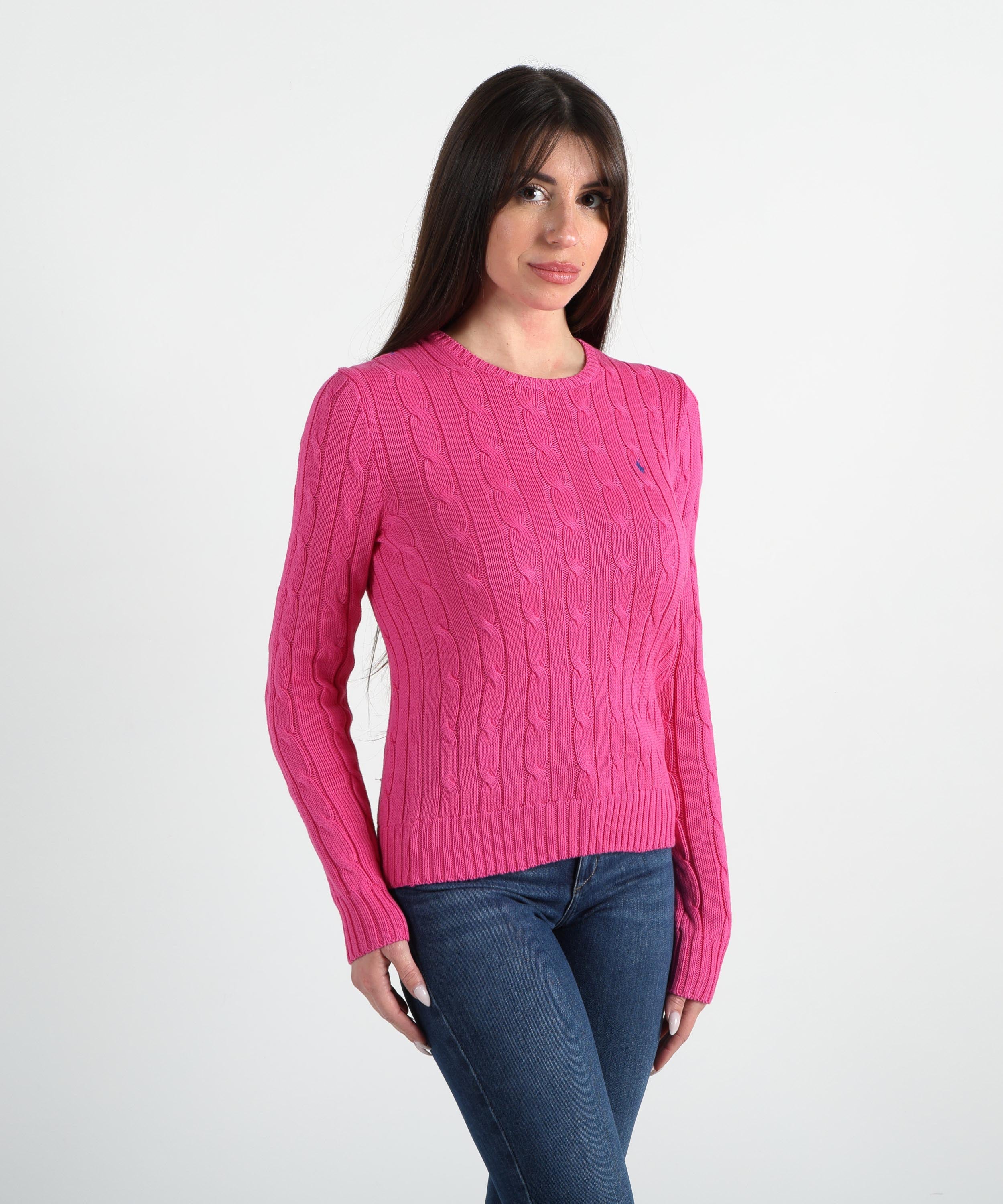 POLO RALPH LAUREN Maglione a collo a giro in cotone a trecce