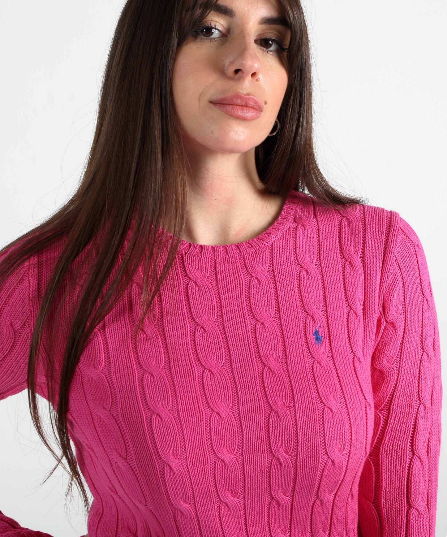 POLO RALPH LAUREN Maglione a collo a giro in cotone a trecce