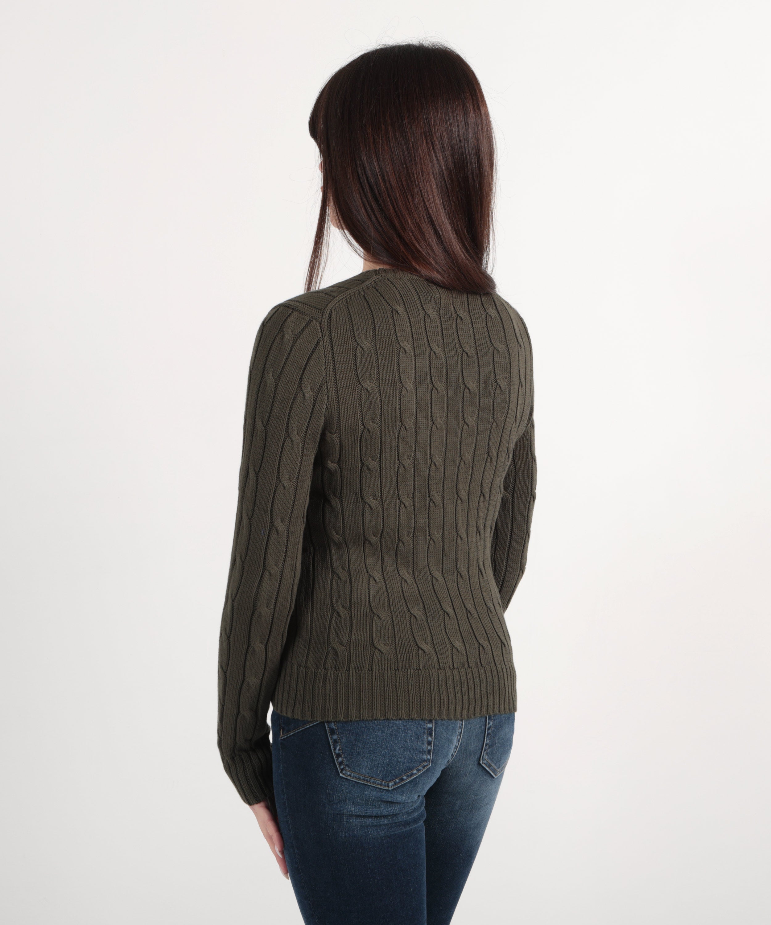 POLO RALPH LAUREN Maglione a collo a giro in cotone a trecce